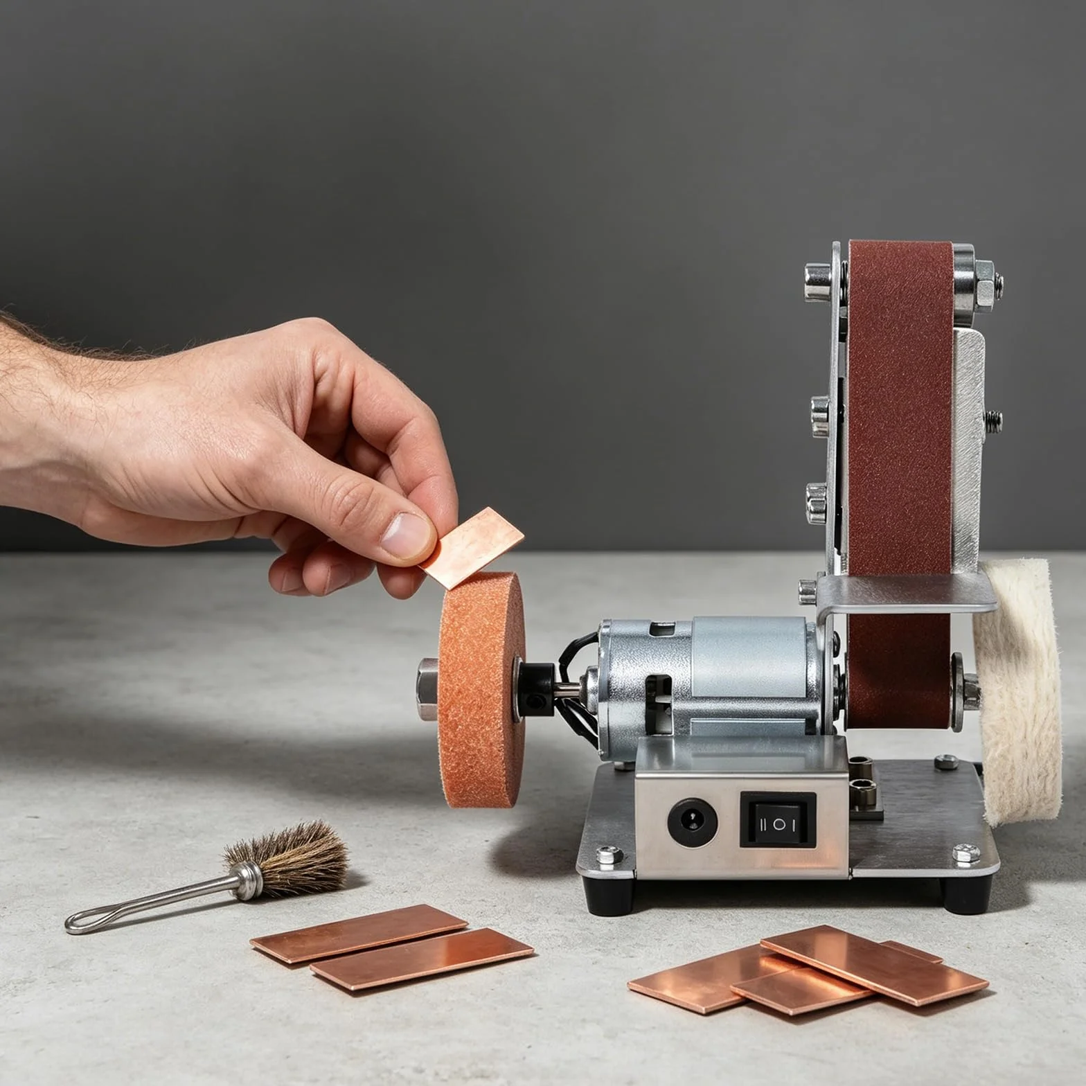 Mini levigatrice a nastro elettrica 775, 4000-9000 giri/min, regolabile, con 20 nastri abrasivi e disco lucidante per metallo e legno