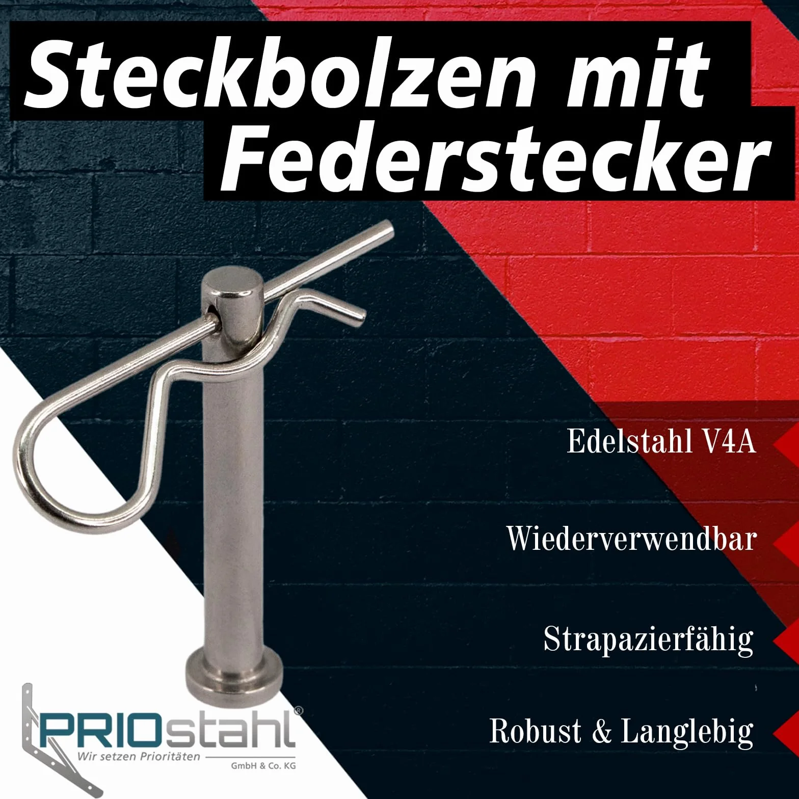 PRIOstahl Perno a innesto con spina elastica 6 x 45 mm 2,0 x 49 mm Bulloni di sicurezza Copiglie