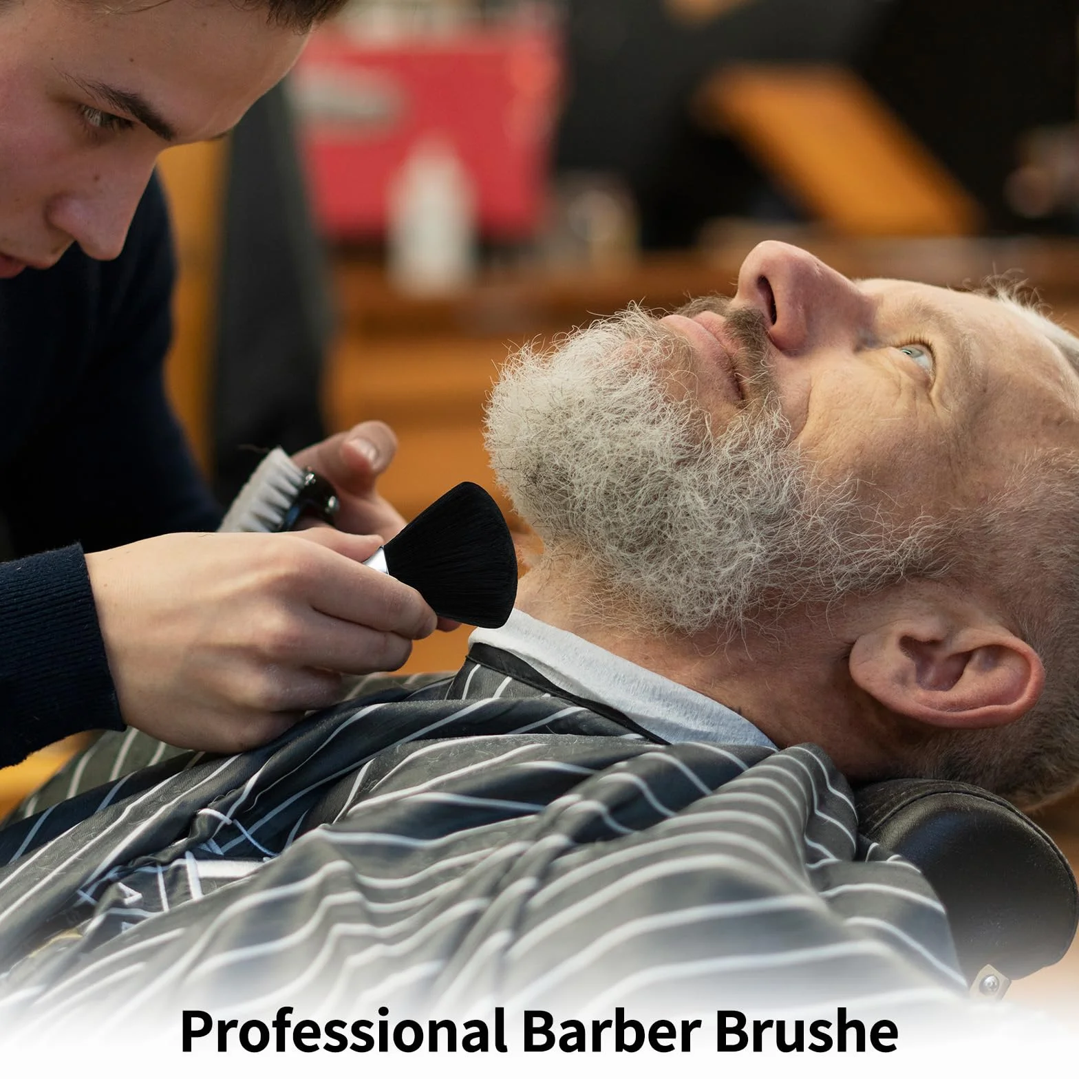 Spazzola per spolverare collo da barbiere, spazzola morbida per la pulizia dei capelli, forniture professionali per rimuovere i capelli dalla scollatura e dalle orecchie dopo il taglio di capelli