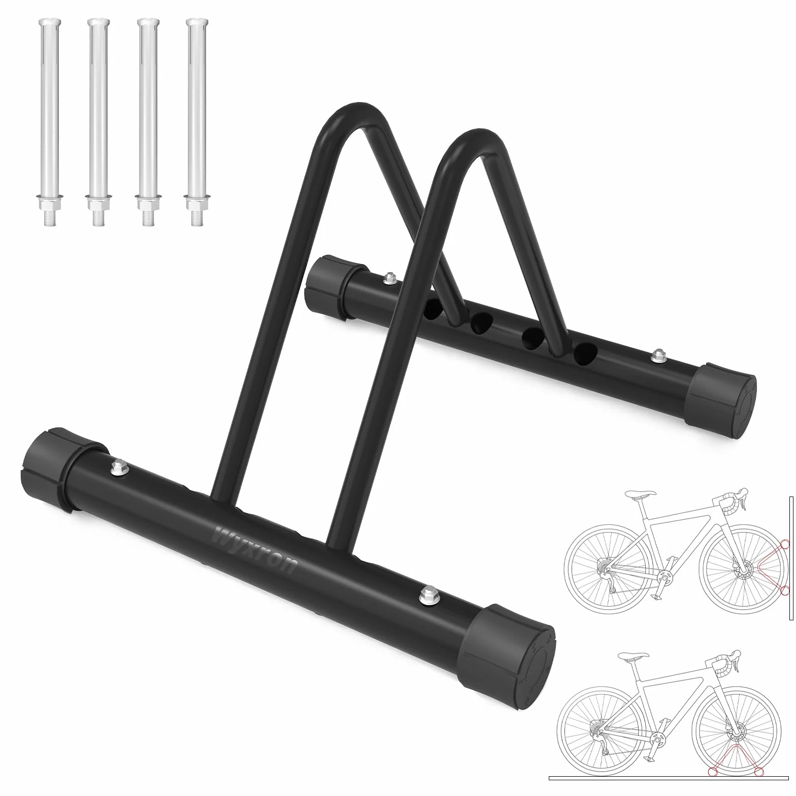 Rastrelliera Per Biciclette Wyxron Portabici Da Terra Acciaio Regolazione Distanza Montaggio Pavimento Parete