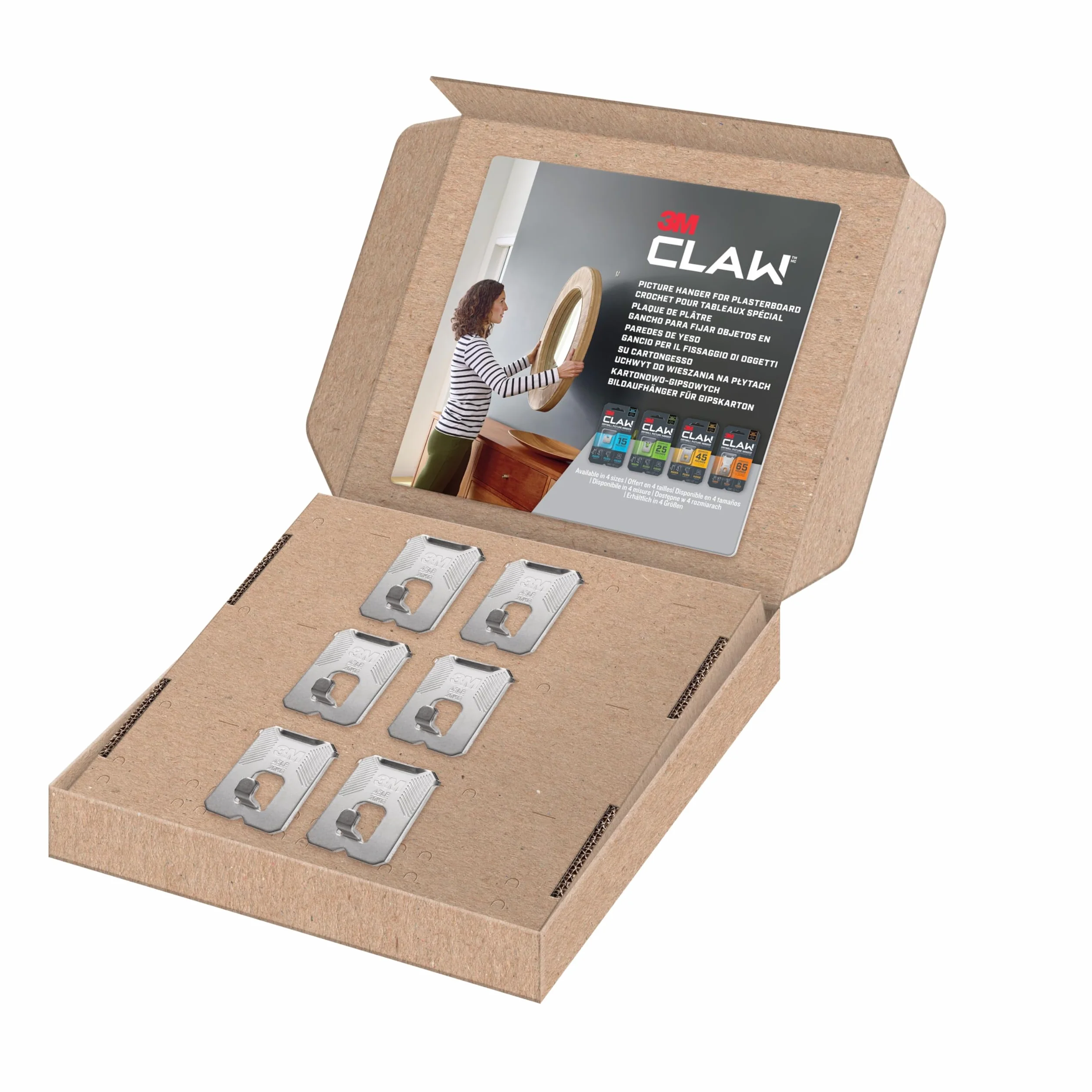 3M CLAW Ganci per Cartongesso, Confezione da 6 - Sostiene fino a 20 kg