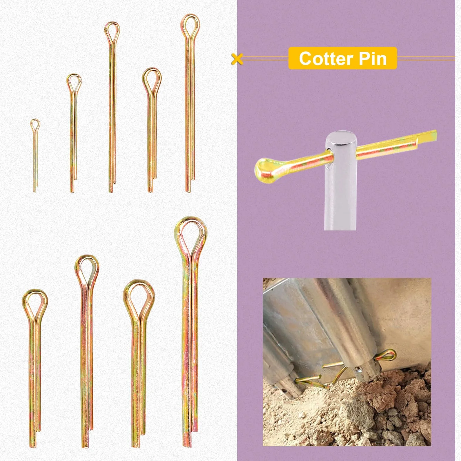 Swpeet 136 pezzi Cotter Pin Assortimento Kit M2 M3 M4 M5 M6 zinco placcato