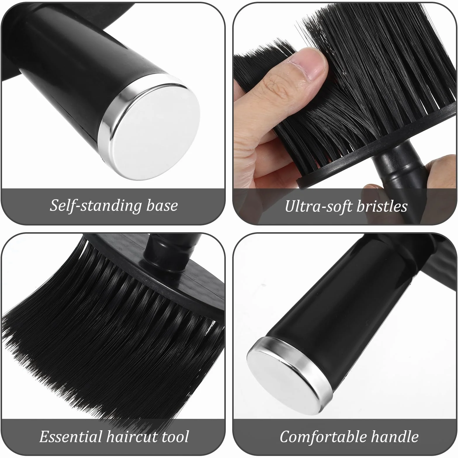 2 pezzi parrucchiere pennello collo Duster pennello collo pennello collo con manico collo parrucchiere nero pennello per il collo parrucchiere parrucchiere professionista Barber Brush per parrucchiere