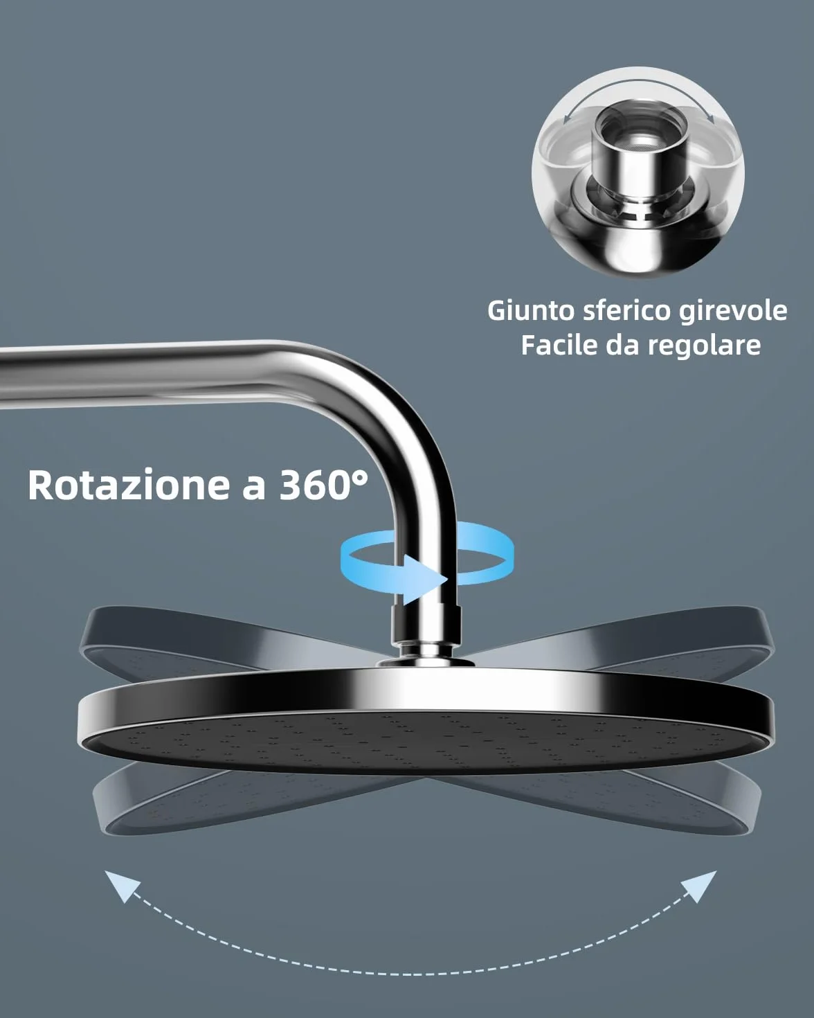 Hibbent Soffione Doccia a Pioggia Autopulente 10 Pollici Fisso con Alta Pressione Cromo