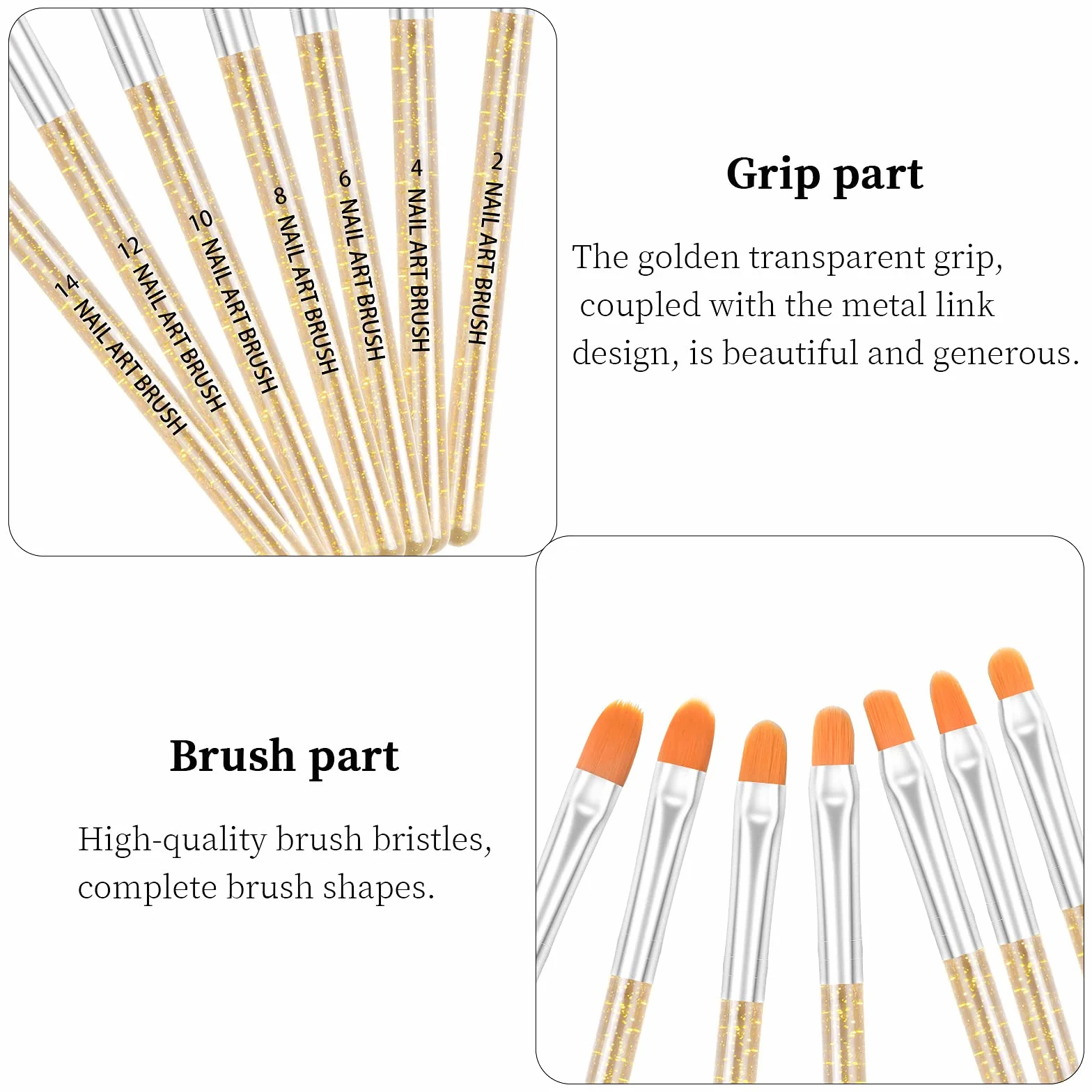 7 Pezzi Pennelli per Unghie Set, Pennello Gel Unghie, Gel UV e Spazzola di Arte del Chiodo per Unghie in Acrilico, Spazzola per Ricostruzione Unghie Gel UV per Pittura Penna Strumento (B)