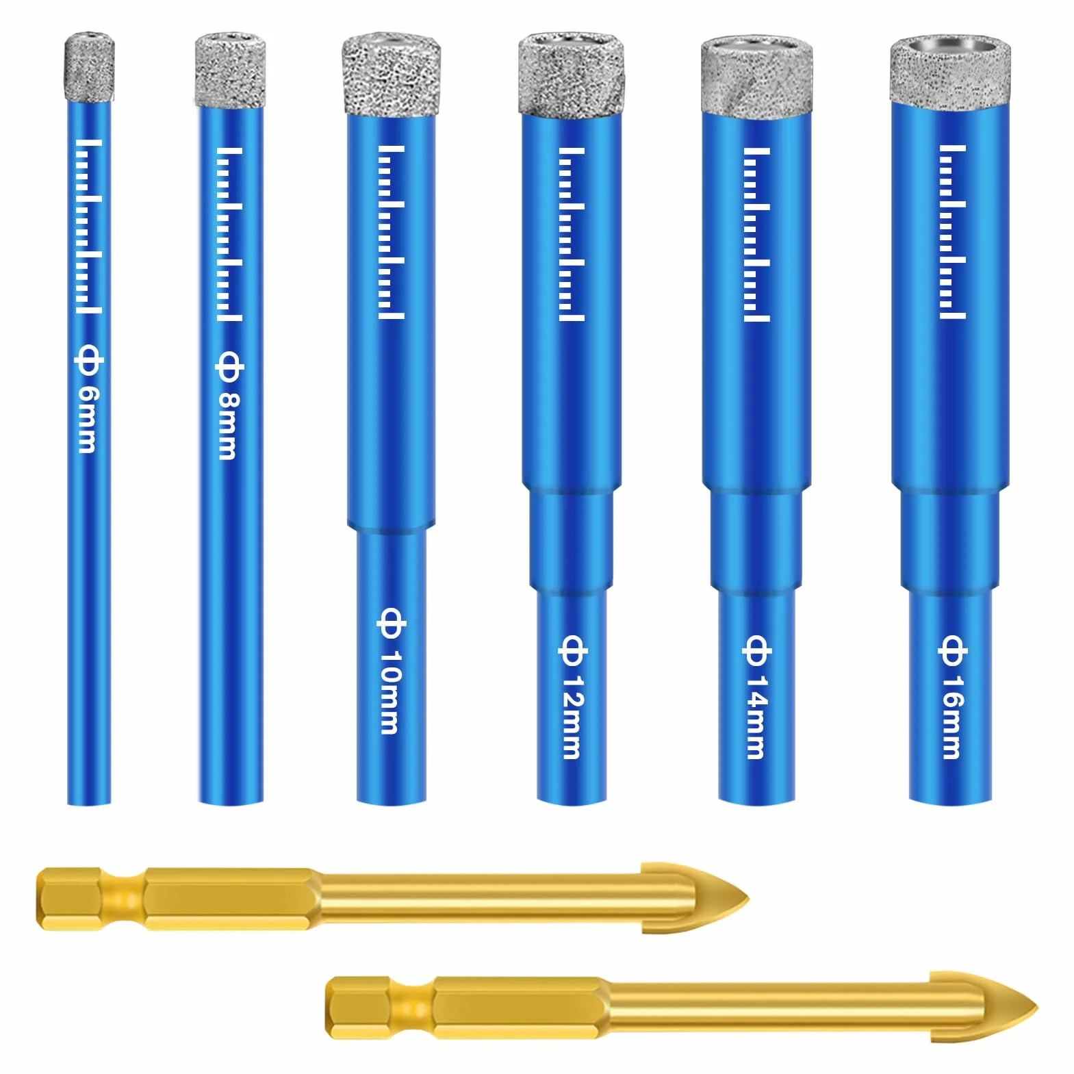 Punta Trapano Diamantata 6 8 10 12 14 16mm Cemento Carbide Punte da Trapano Gres Porcellanato Granito Piastrelle Ceramica Marmo