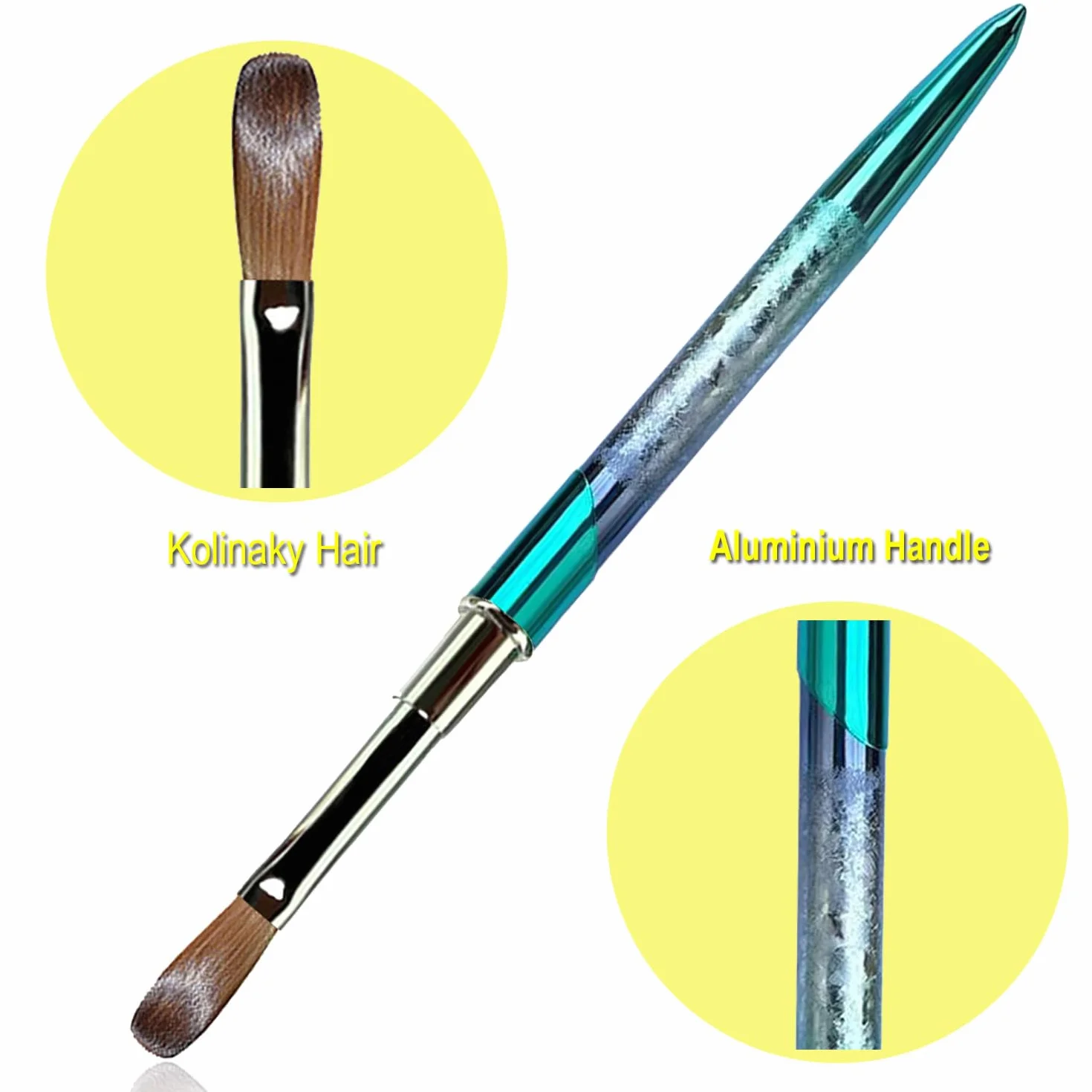 Kolinsky Pennello per Nail Art Acrilico con 100% Capelli di Visone Vergini e Manico in Alluminio, Pennello Gel Professionale per Applicare Bellezza Acrilica