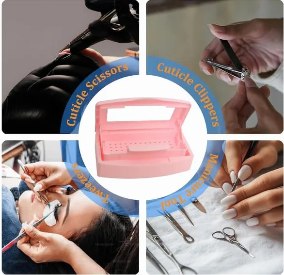 nail Tool - Scatola sterilizzante in plastica per tweezer, extension per capelli, spa, nail art
