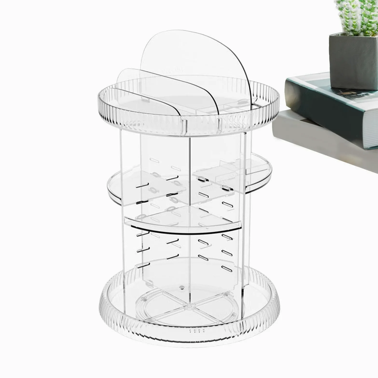 Organizer rotante per trucchi, espositore per trucchi in acrilico | ripiano organizer per la cura della pelle, scaffale per trucco a 360 gradi, organizer rotante in acrilico progettato a