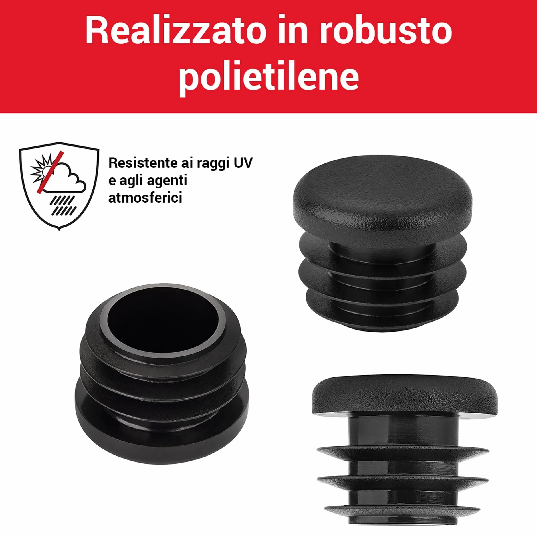LouMaxx Tappi lamellari rotondi 50 mm – Copertura per tubo rotondo nero – Tappi per tubi in plastica robusta