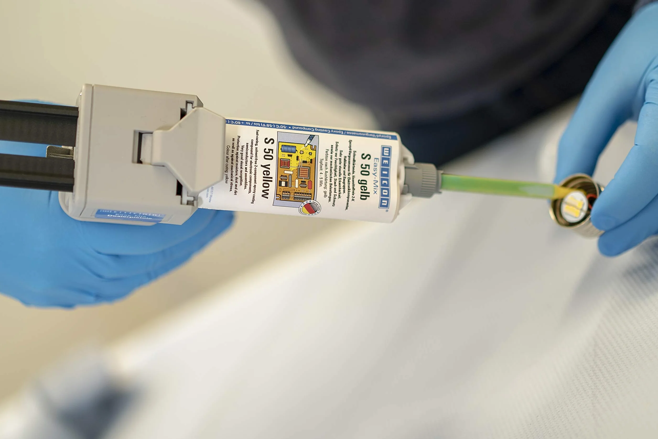 WEICON Easy-Mix S sigillante epossidico bicomponente per componenti elettronici 50 giallo