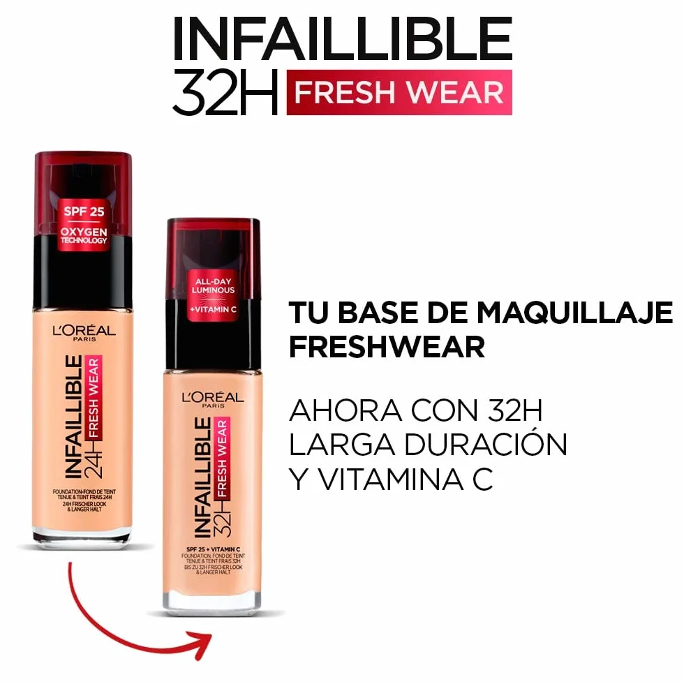 L'Oréal Paris Fondotinta Liquido Infaillible 32H, Coprente a Lunga Tenuta con Protezione Solare SPF25, Formula Waterproof e Idratante, Tonalità: 200 Natural Linen