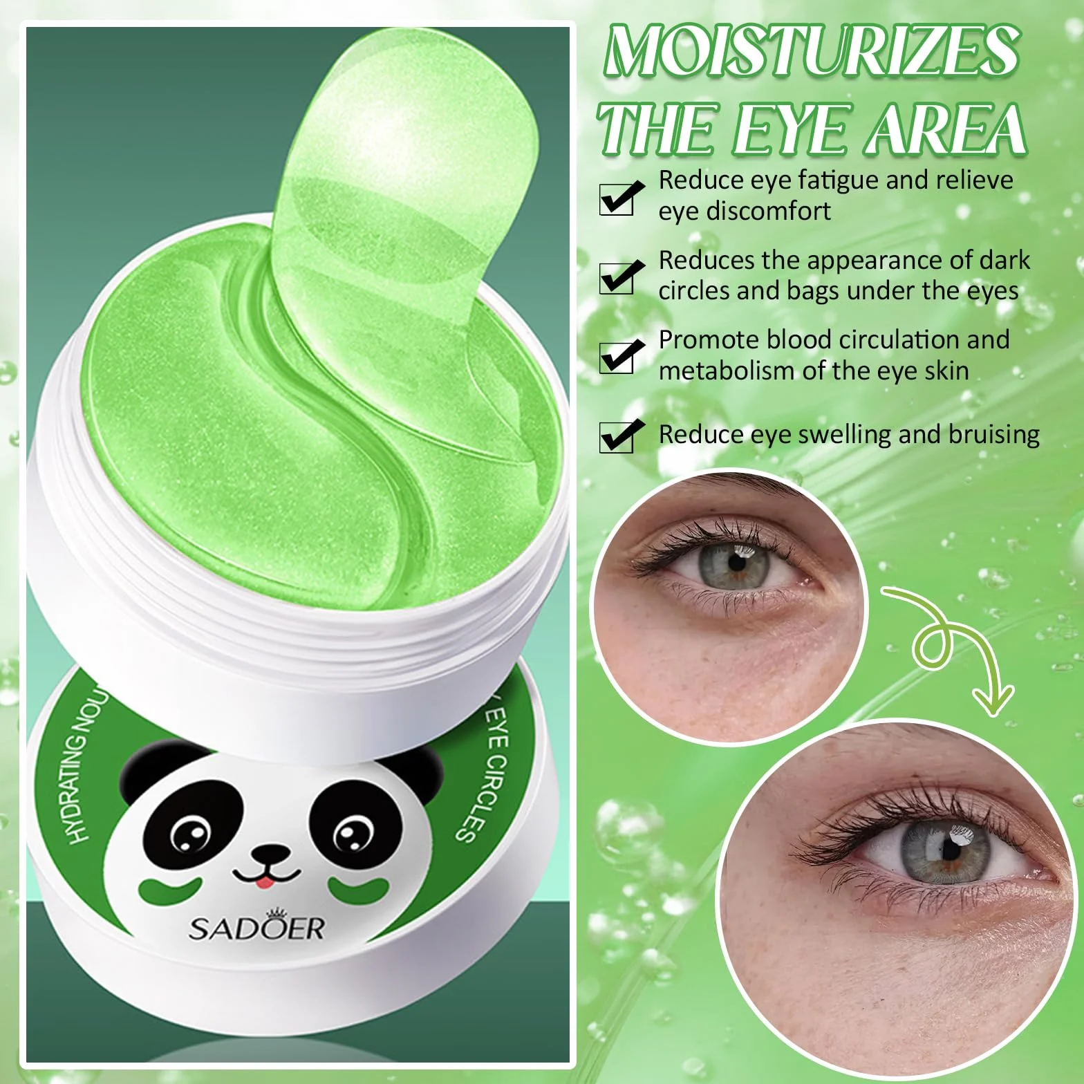 60 Pezzi Patch Contorno Occhi, Collagene Patch Occhi, Cetriolo patch occhi, Eye Patch, Maschera Contorno OcchI, Anti-Rughe e Anti-Occhiaie, Rimuovi Borse e Puffiness