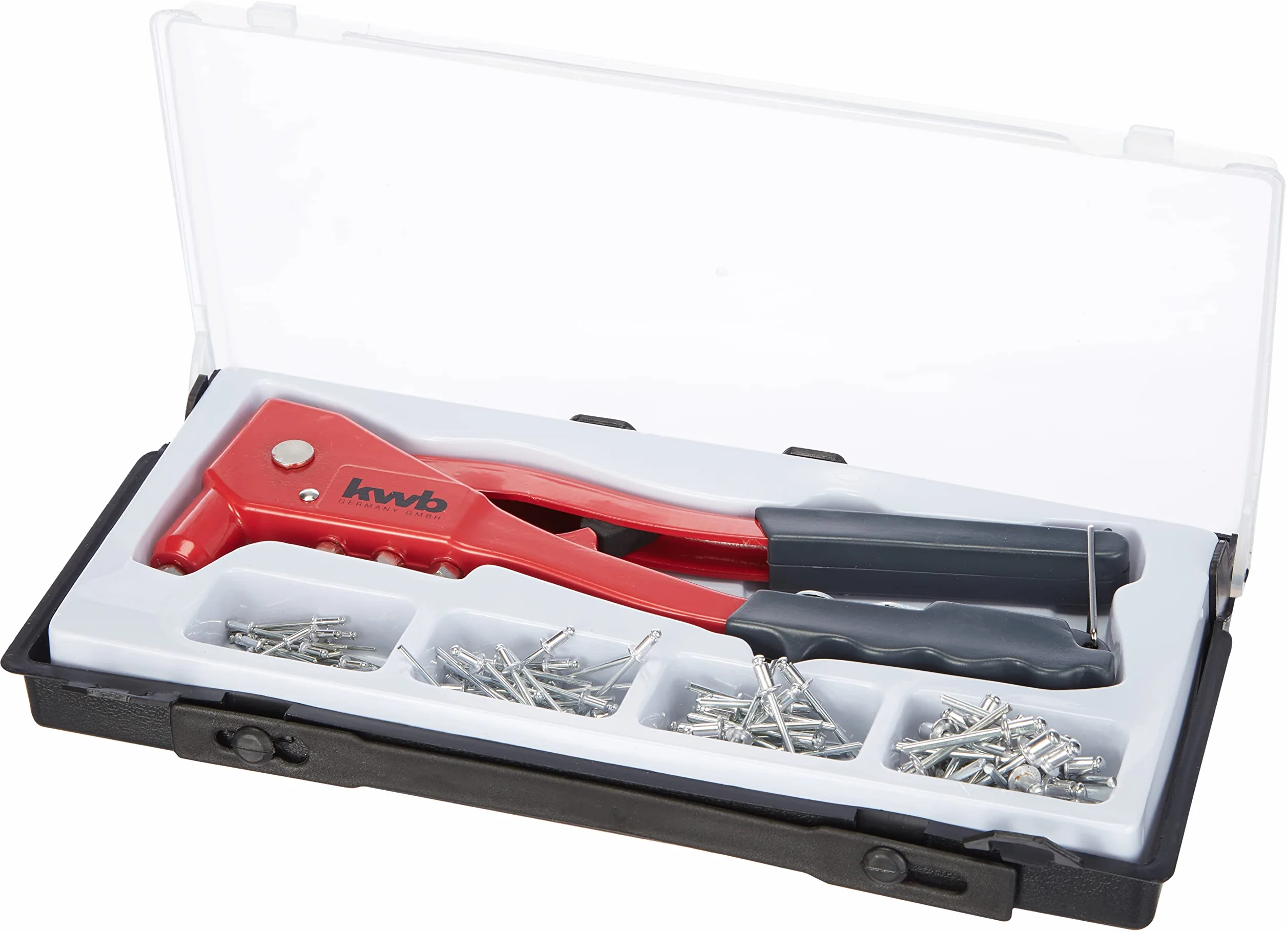 Set pinze per rivetti ciechi con 100 rivetti alluminio, kwb