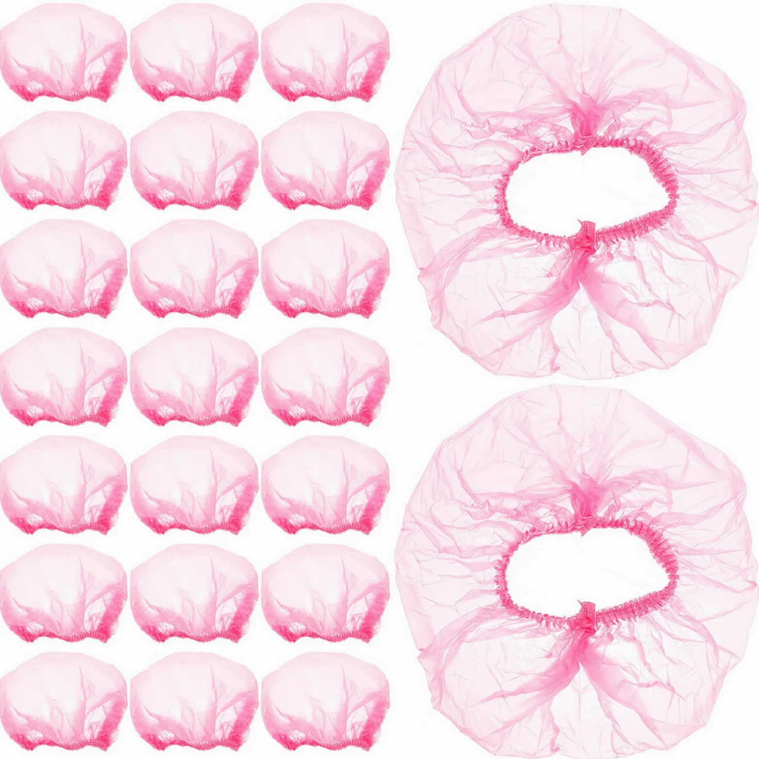 POPETPOP 500 Cuffie da Doccia Usa e Getta per Donna in Plastica Rosa Elastico Comodo e Taglia Extra Large per Bagni e Viaggi