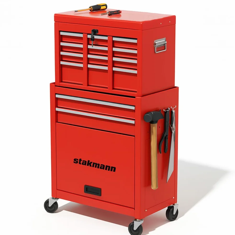 Carrello Portautensili 2in1 8 Cassetti 1 Sportello in Acciaio 68x33x108 cm