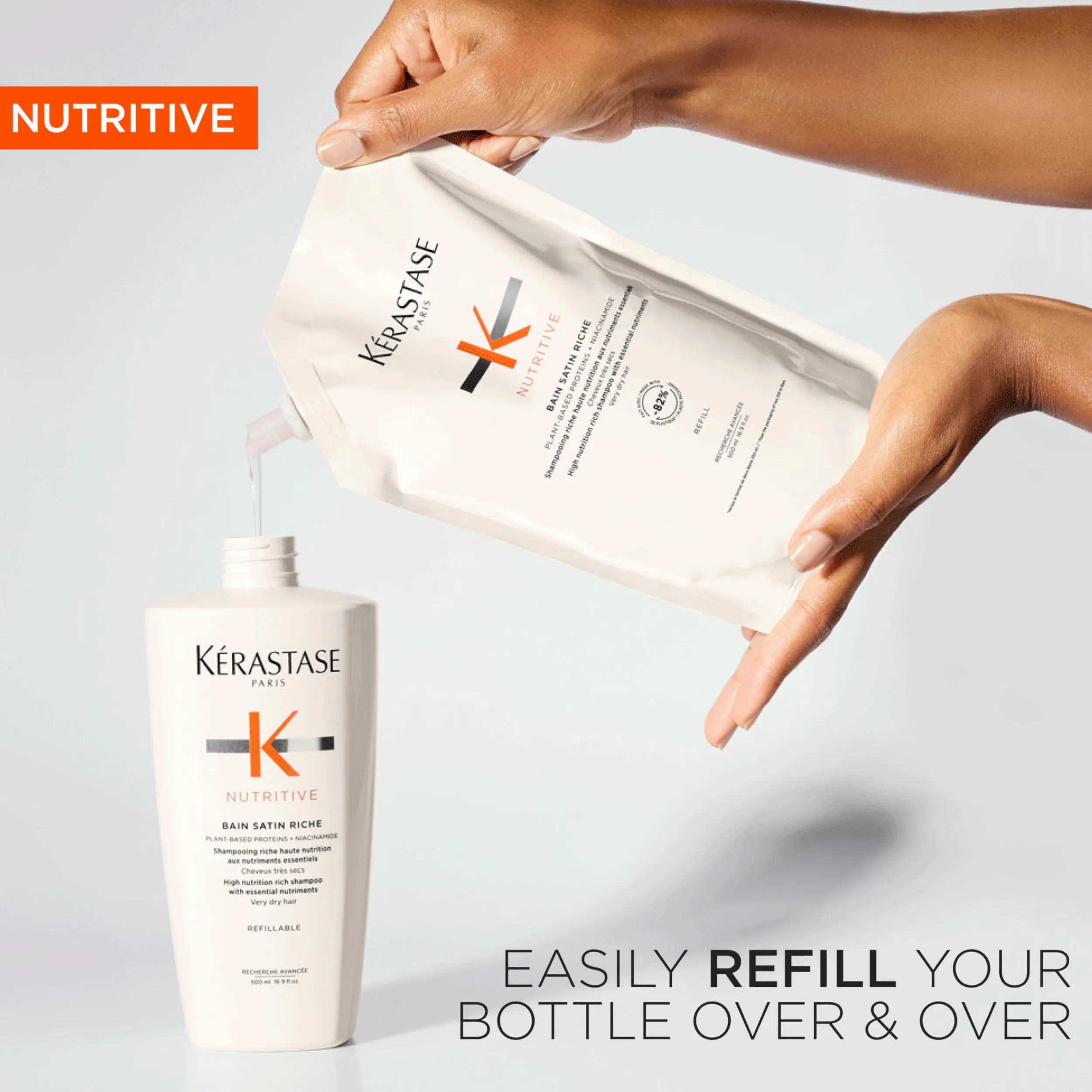 Kérastase, Nutritive, Shampoo Professionale Idratante per Capelli Molto Secchi, Capelli Nutriti e Forti, Formula Super Nutriente con Niacinamide e Glicerina, Bain Satin Riche