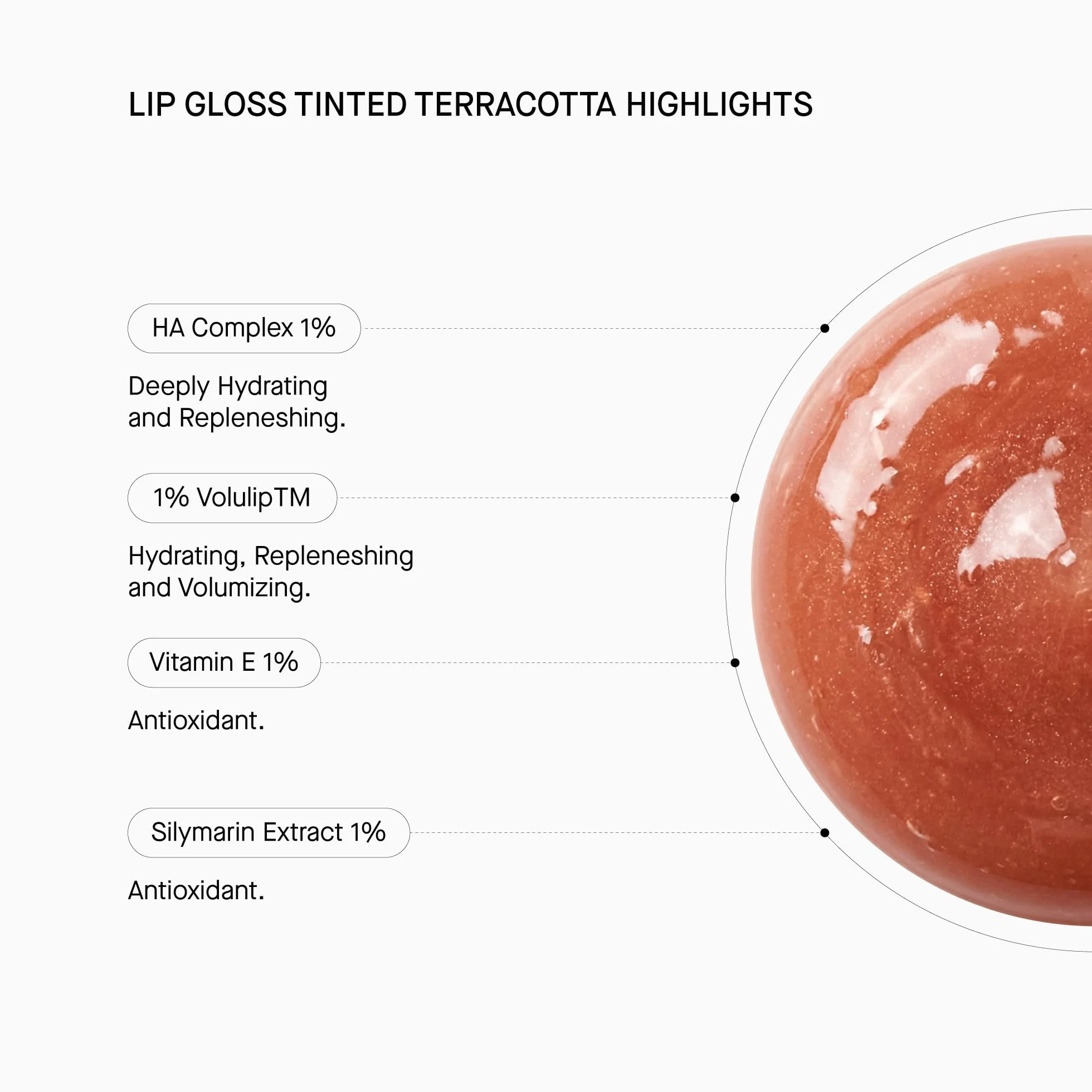 Transparent Lab Tinted Lipgloss Terracotta 15 ml – Balsamo labbra colorato SPF50, con acido ialuronico e peptidi volumizzanti, idratazione, lucentezza naturale e protezione solare alta