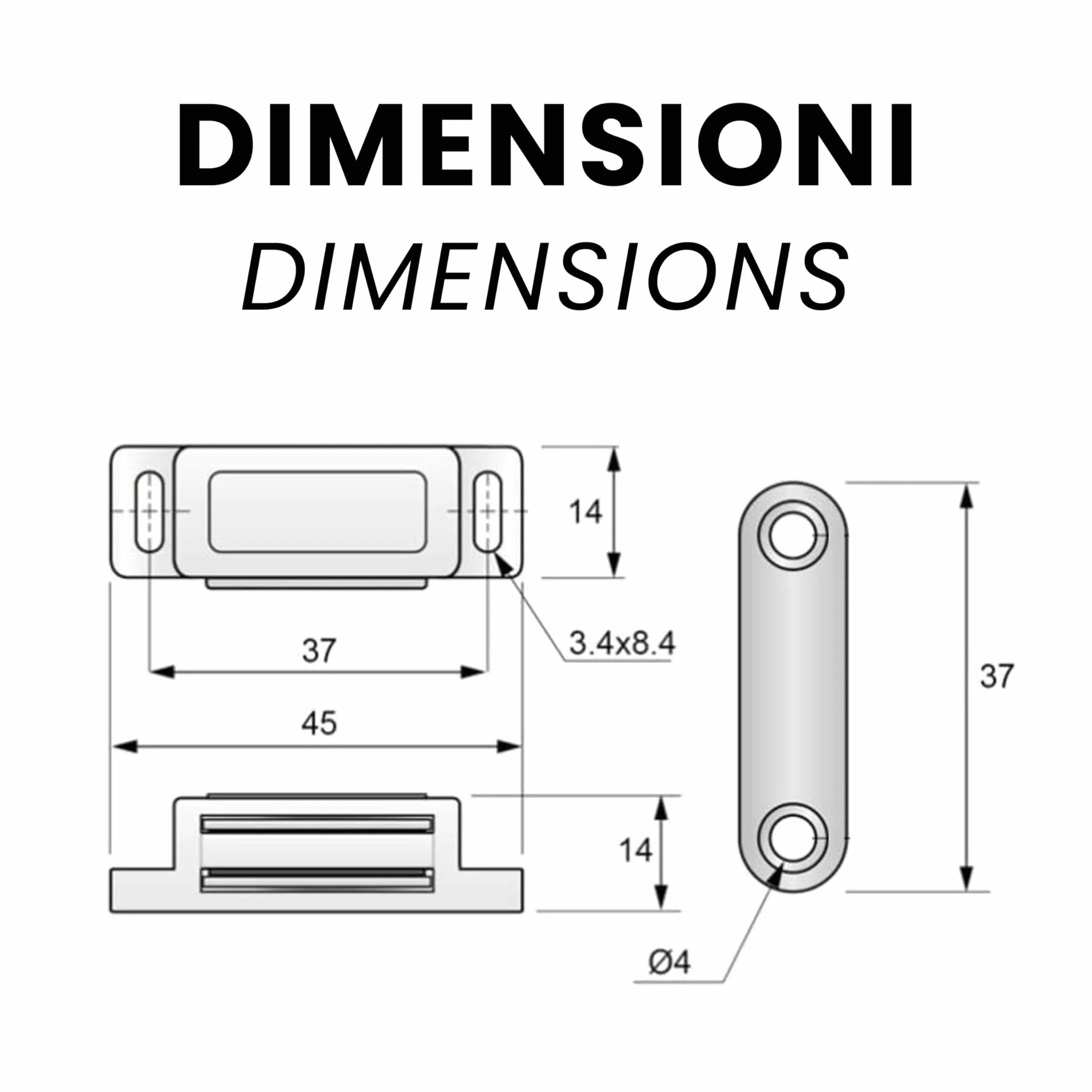 IPEA Chiusure Magnetiche per Mobili 10 PEZZI Bianco