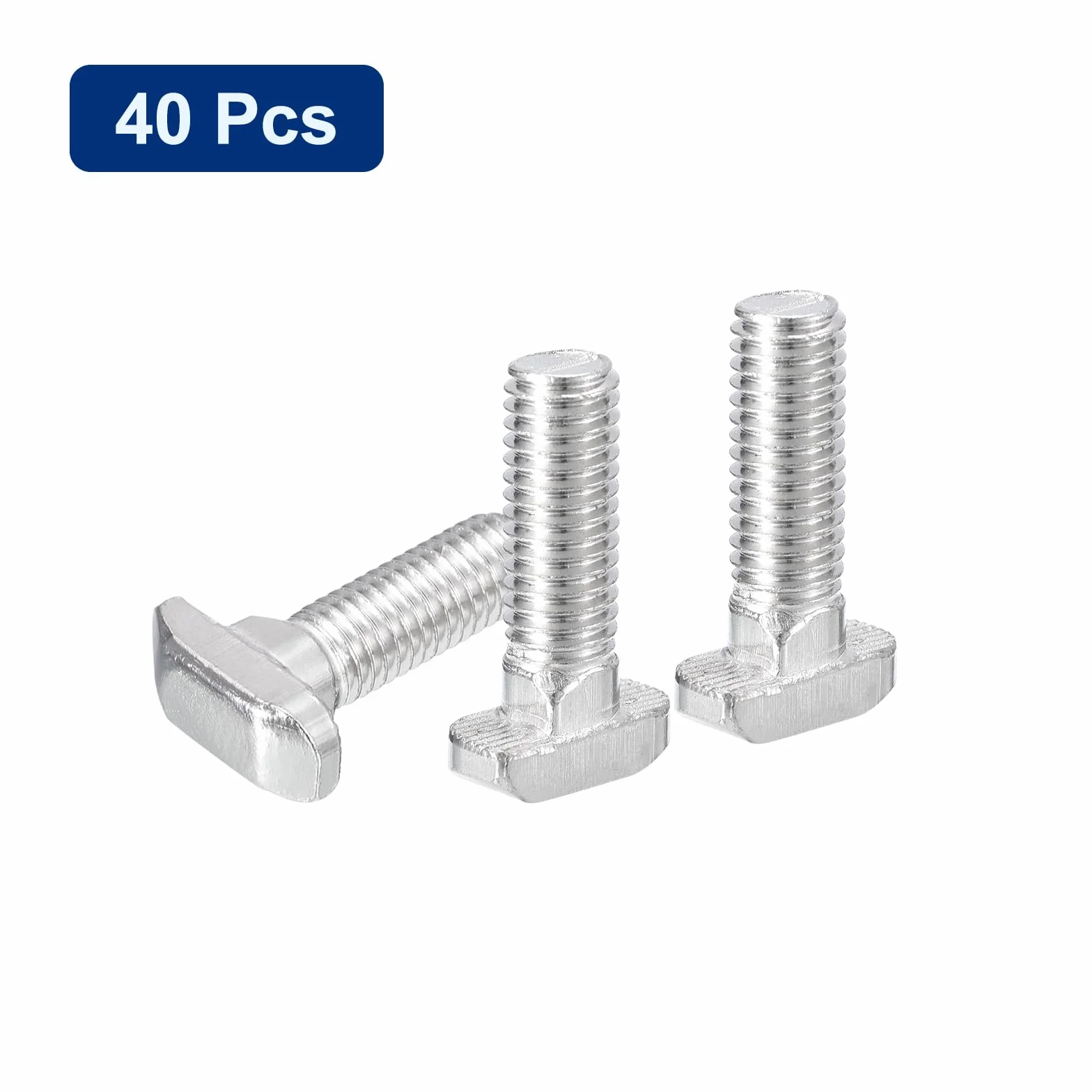 Bulloni a T-Slot M8 x 30mm Testa a Martello per Profilo Alluminio Serie 4040, Acciaio Carbonio Nichelato Argento