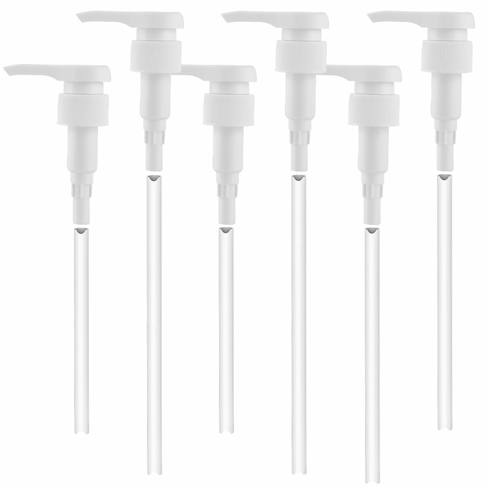 6 Pezzi Plastica Pompa Sciroppo Pompa di Ricambio con 6 Tubi, Riutilizzabili Pompa Dosatrice, 28/410, 33/410 Pompe di Plastica Testa Della Pompa, per Shampoo Concentrati Bevande