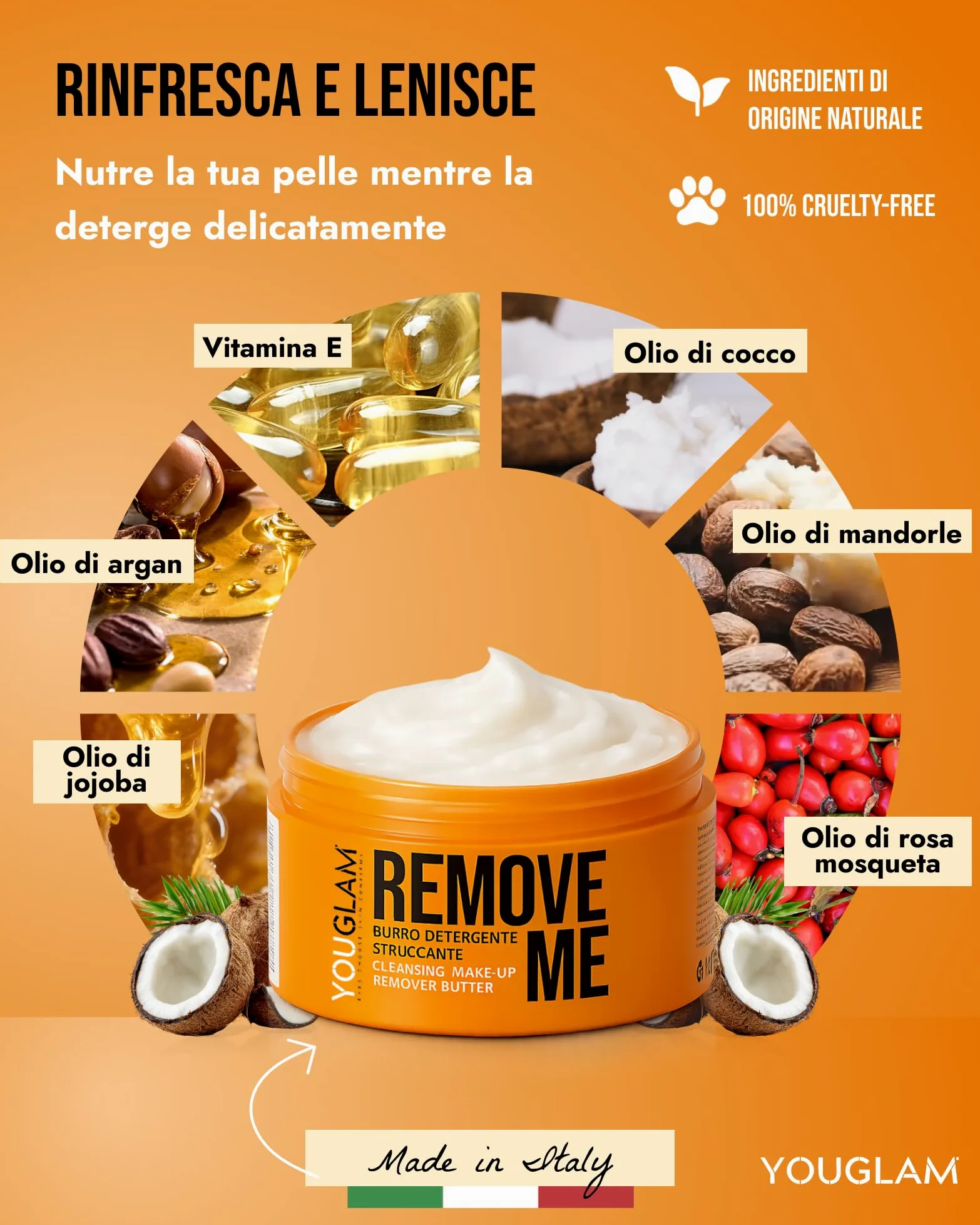 YOUGLAM Remove Me Burro Struccante Viso e Occhi 200 ml & GLOW SOFT CLEAN Detergente In Polvere 35 gr- Balsamo Detergente Nutriente con Oli Naturali, Scioglie Trucco, Impurità, Pelle Morbida Luminosa