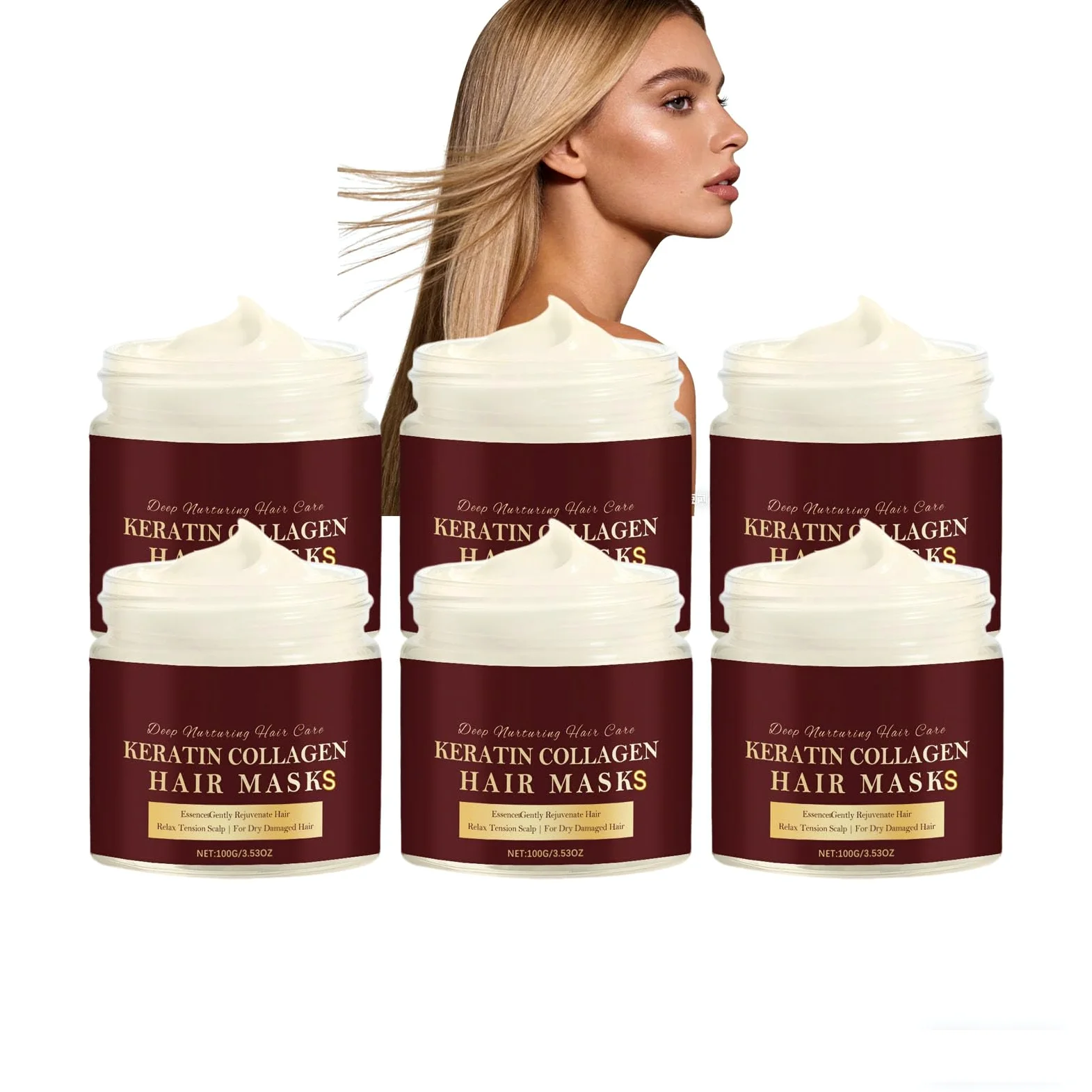 Maschere per capelli al collagene per riparazione intensiva e idratazione, maschere per capelli secchi, danneggiati e crespi, maschere nutrienti profonde, maschera lisciante anti-crespi (PCS6)