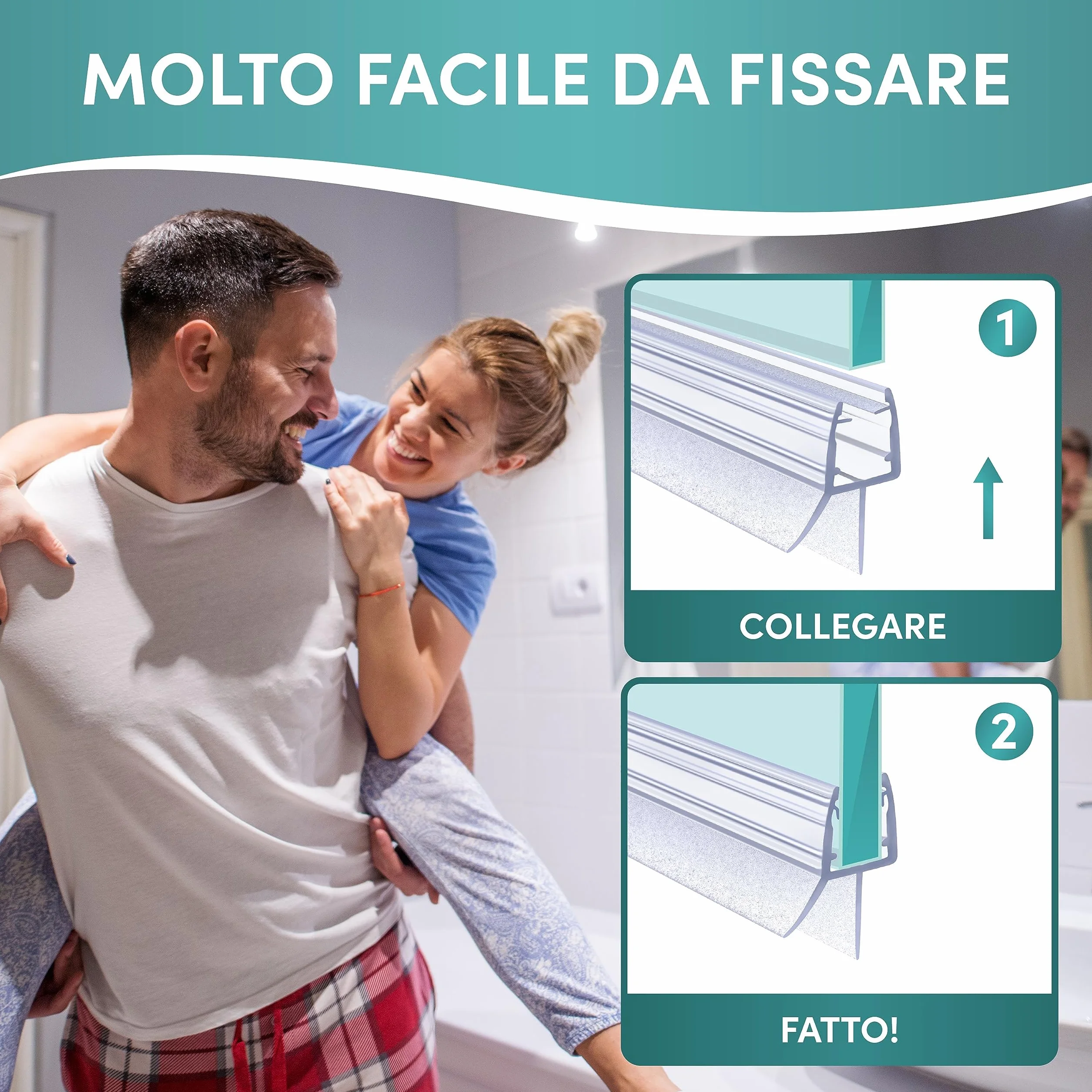 Engelbach Guarnizione Doccia Sottoporta per Porte in Vetro 5-8 mm, Profilo in Gomma Extra Spesso, Impermeabile