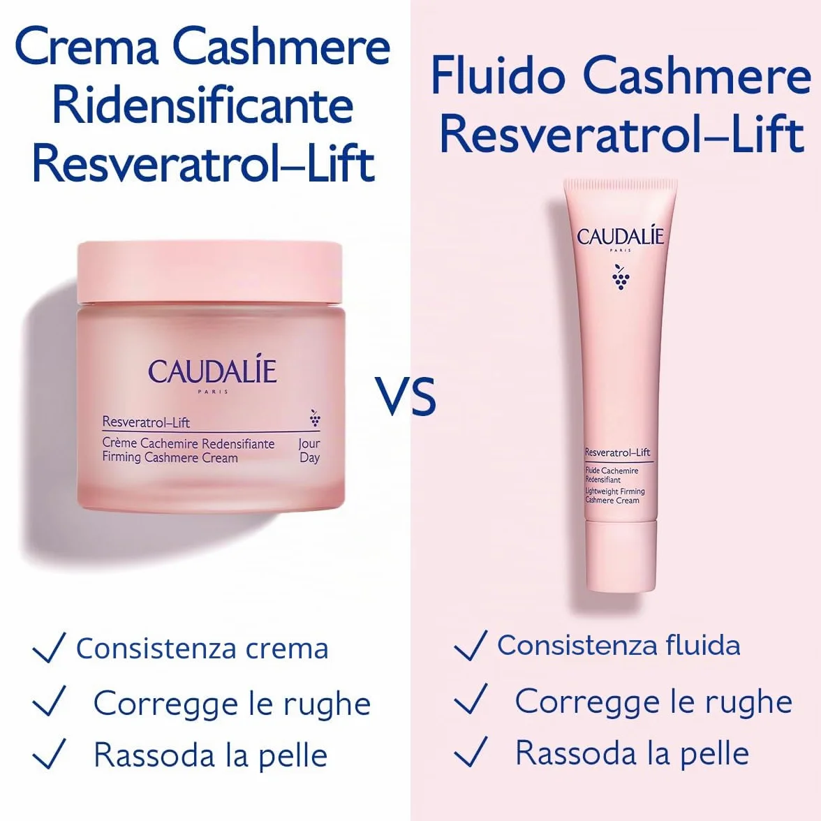 Caudalie Resveratrol-Lift Crema Cashmere Ridensificante – Collagene Vegano, Resveratrolo, Acido Ialuronico, Anti-rughe e Rassodante, 98% Origine Naturale, Vegana, 50 mL