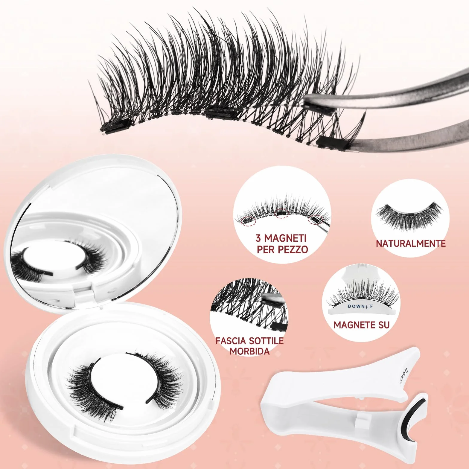 Higu Clace Ciglia Magnetiche Con Applicatore, Non C'è Bisogno Di Colla Magnetica Per Ciglia Facile Da Indossare E Rimuovere (Style-A)