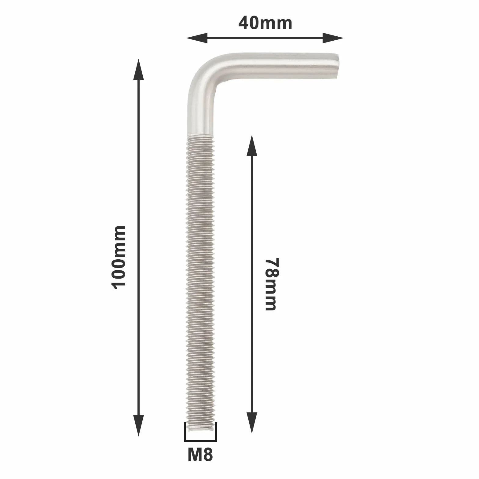 Ganci Dritti Viti 304 Acciaio Inox M8 100mm L Bullone Argento 8pz