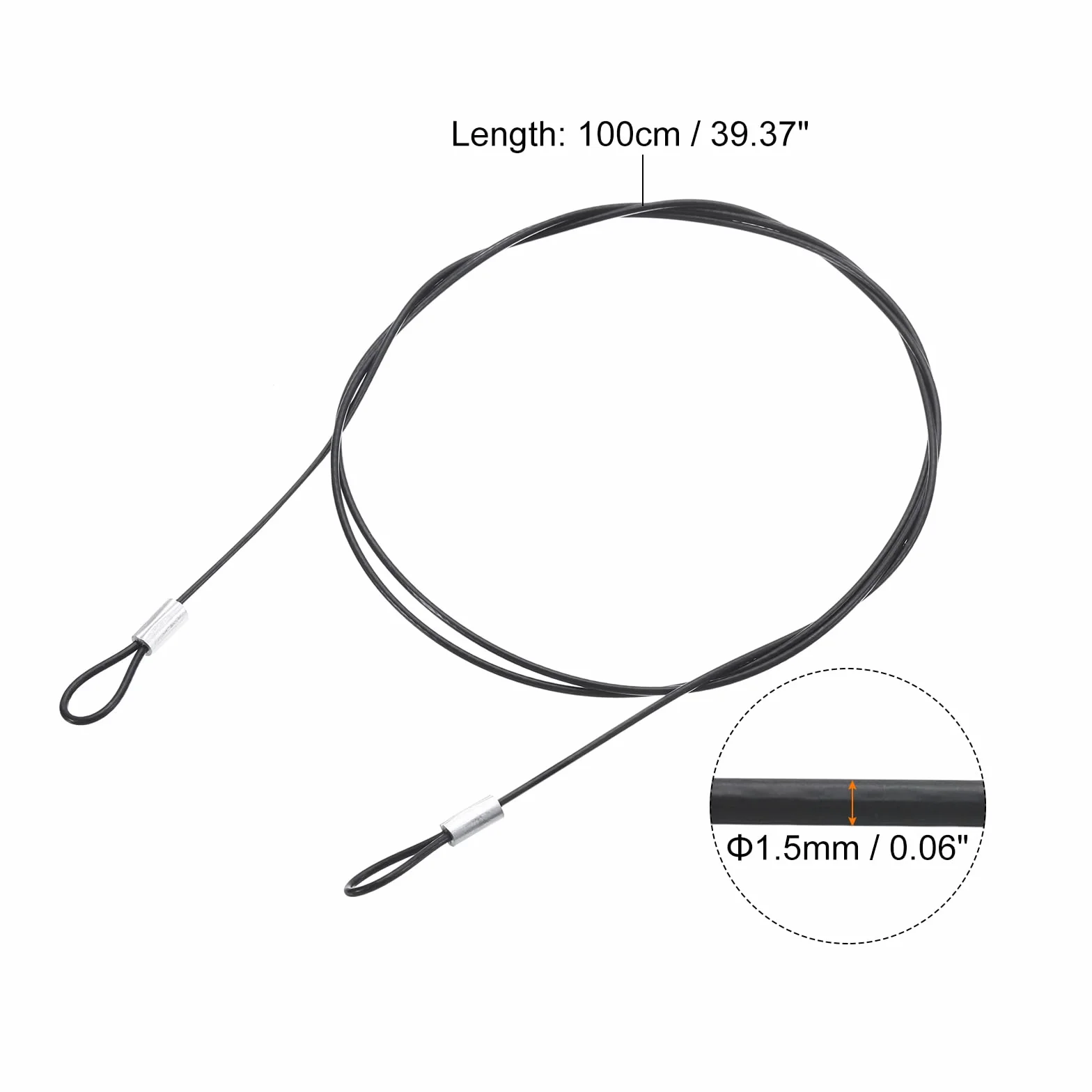 QUARKZMAN 100m x 1,5mm Laccio Cavo in Acciaio Inossidabile con Anelli Rivestiti in Vinile, 4 Pezzi