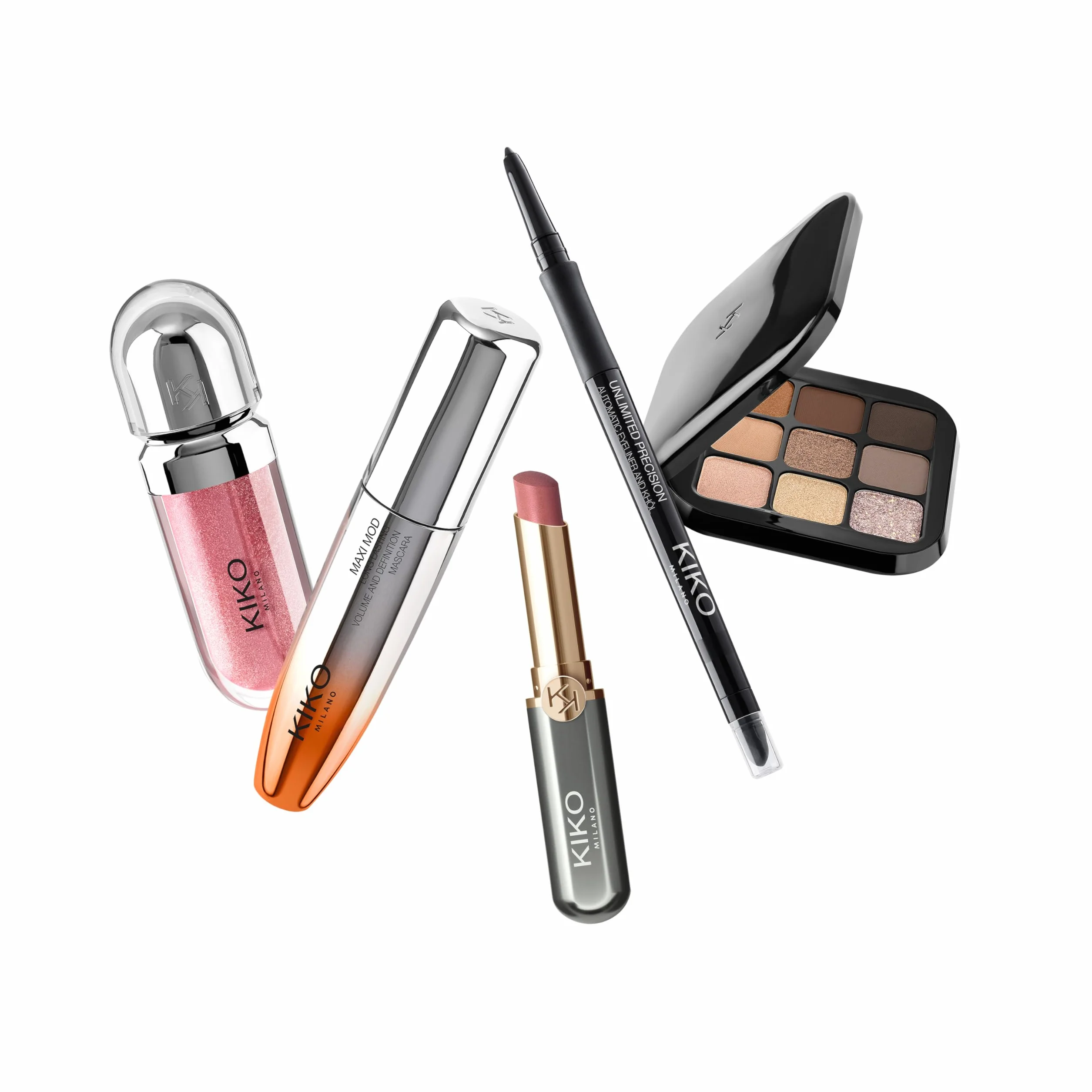KIKO Milano Snow-Kissed Holiday Timeless Look Makeup Gift Set, Gift Set Makeup: Mascara Effetto Volume, Eyeliner, Palette Ombretti, Lucidalabbra E Rossetto