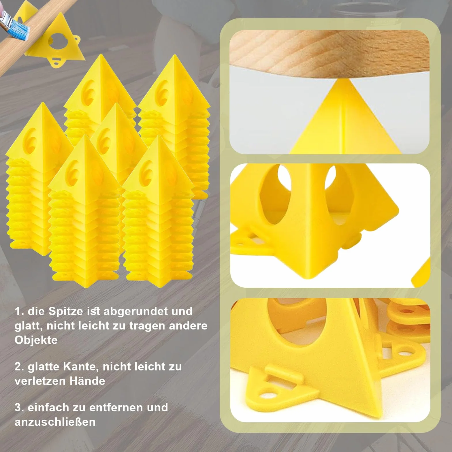Supporti a Piramide 60 pezzi Pittura Piramidi Verniciatura Plastica Supporto per Progetti Dipinto Mobili Giallo