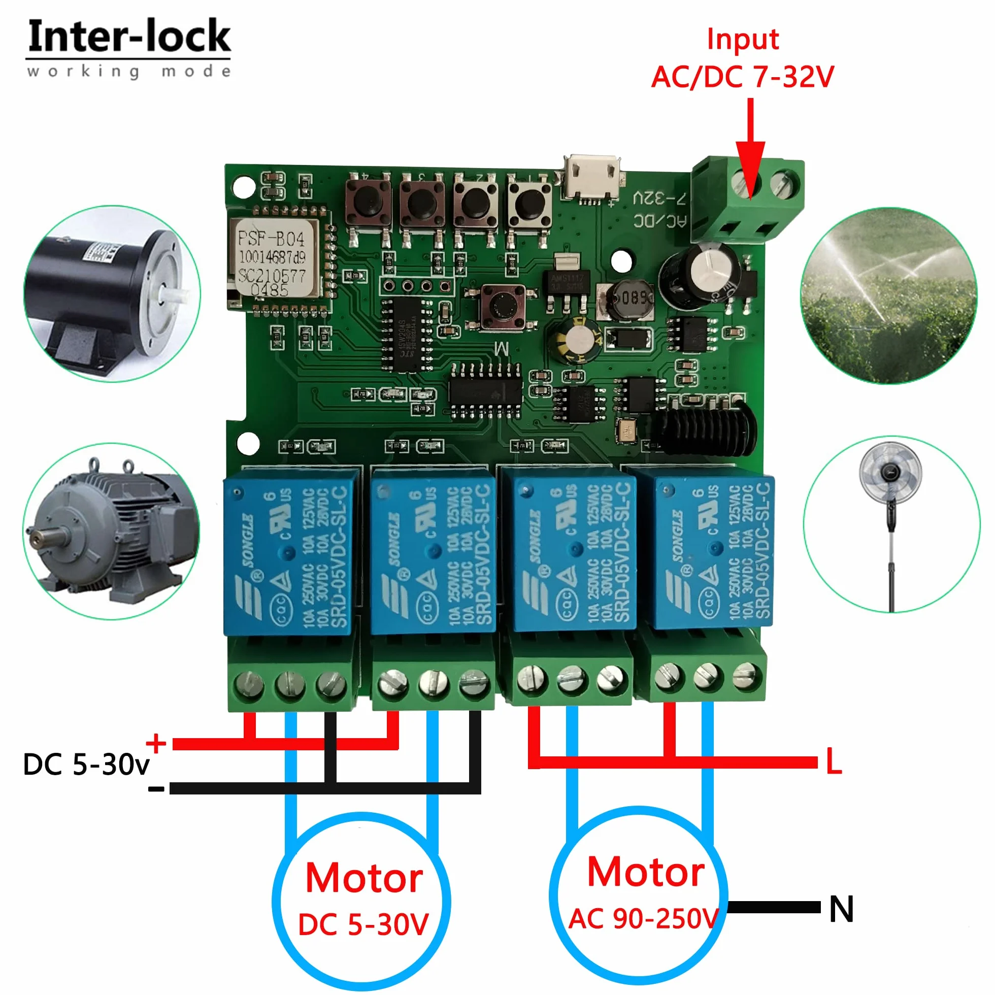 Jane Eyre Relè momentaneo WiFi 4 canali modulo interruttore autobloccante interblocco telecomando RF 433 MHz porta garage eWeLink APP