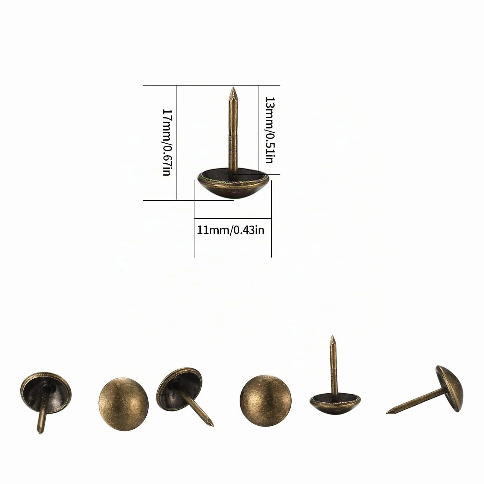 Pezzi Chiodini per Tappezzeria 320 Puntine Decorativi Antichi 11x17 mm Bronzo