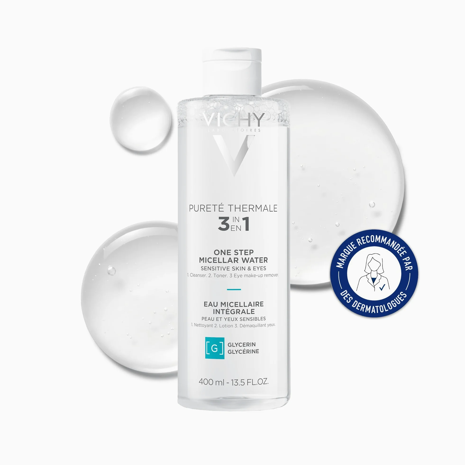 VICHY | Set Pureté Thermale | Acqua Micellare Minerale Pelle Sensibile 200 ml + Lozione Tonica Perfezionatrice 200 ml | Detergente e struccante delicato, lenitivo e idratante per il viso