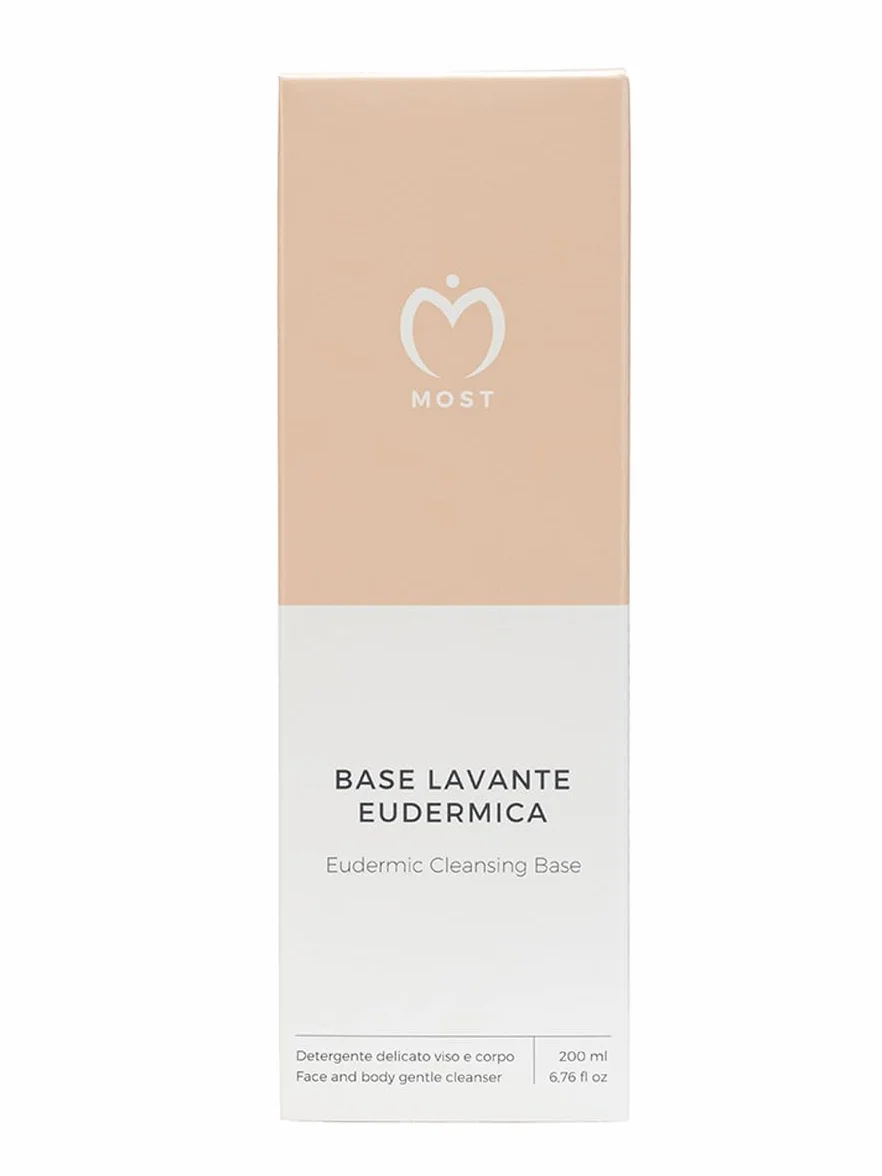 MOST - Base Lavante Eudermica, Detergente Senza Schiuma Viso, Corpo e Intimo Neonato e Adulto con Tensioattivi Delicati - Sapone Intimo Corpo Bambini e Adulti in Crema Idratante Pelle Sensibile, 200ml