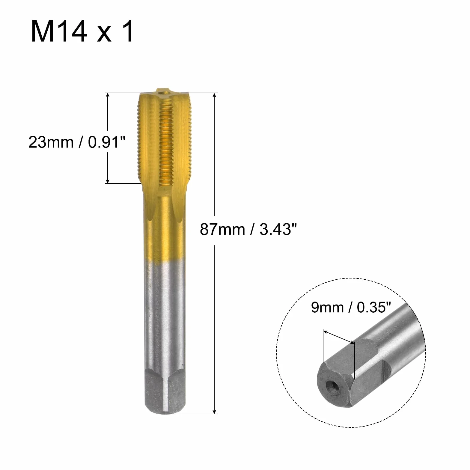 QUARKZMAN Maschio per Fresatura M14 x 1 H2 Rivestimento Titanio Acciaio ad Alta Velocità 4 Scanalature