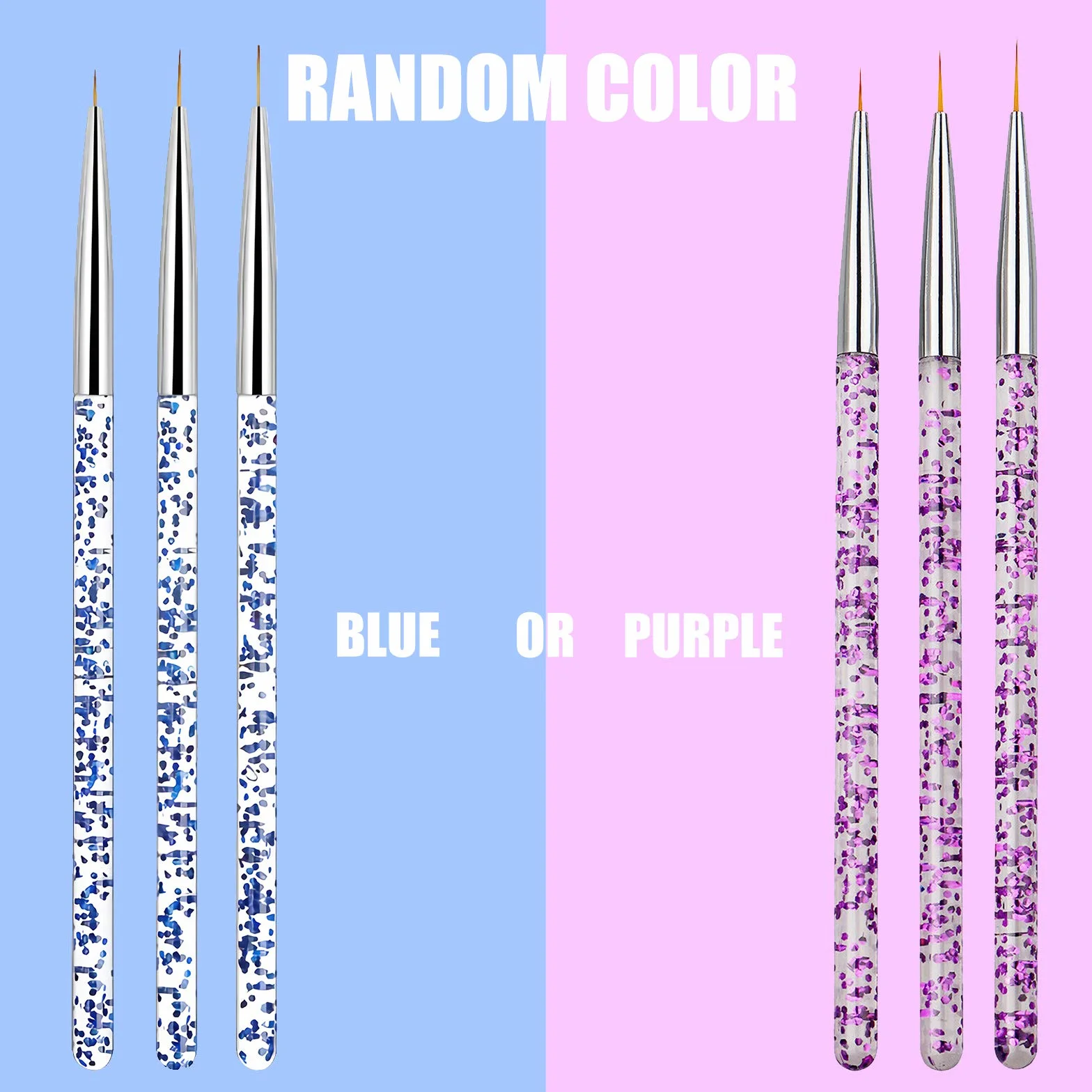 Hanyousheng Pennelli per Unghie,3pc Pennelli per Nail Art Professionali,Per Disegnare Linee Fini Attrezzo per gel UV Disegno Fodera Pennelli Unghie Strumenti Manicure