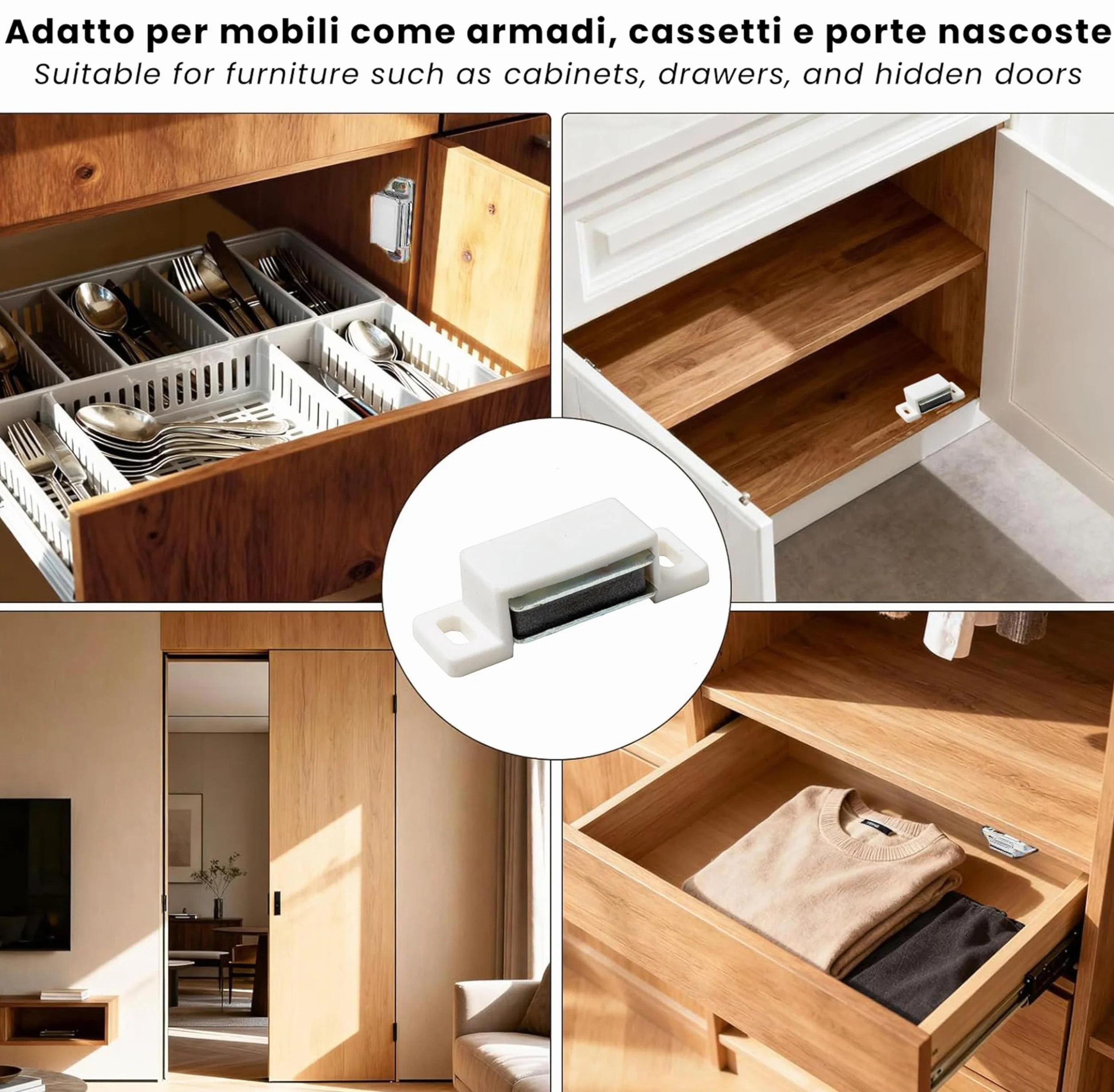 IPEA Chiusure Magnetiche per Mobili 10 PEZZI Bianco