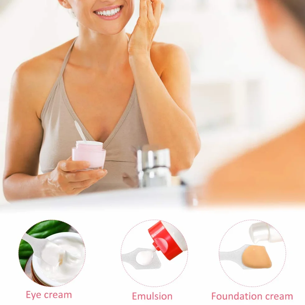 200 Pezzi Spatola per Trucco, Mini Spatole Cosmetiche per Trucco, Maschera Spatola per Varie Creme, Crema Idratante, Rossetto(8,2 x 1,5 cm, Bianca)