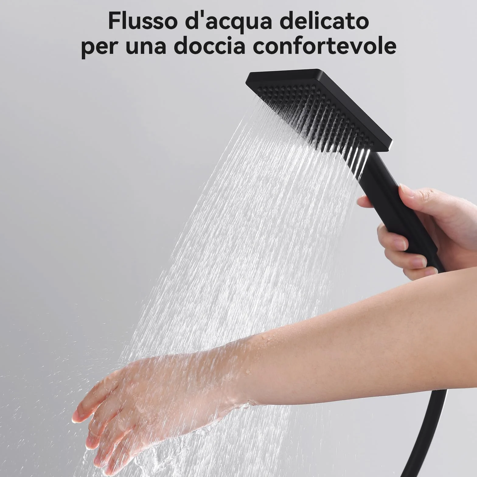 Auralum Colonna Doccia Senza Miscelatore 74-109cm Regolabile Set Soffione Doccetta Nero