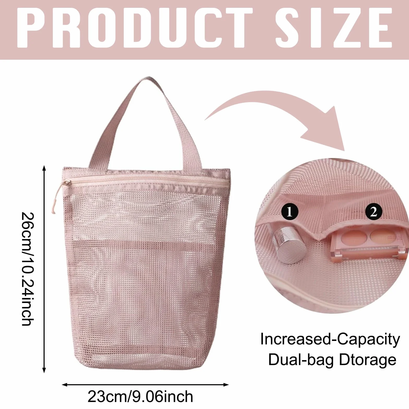 Wash Bag in Rete, Borsa da Doccia in Rete, Portatile Organizer in Retes, Asciugatura Rapida Borsas da Trasporto per Articoli da Toilette con Tre Scomparti per Palestra Viaggi Campeggio Nuoto