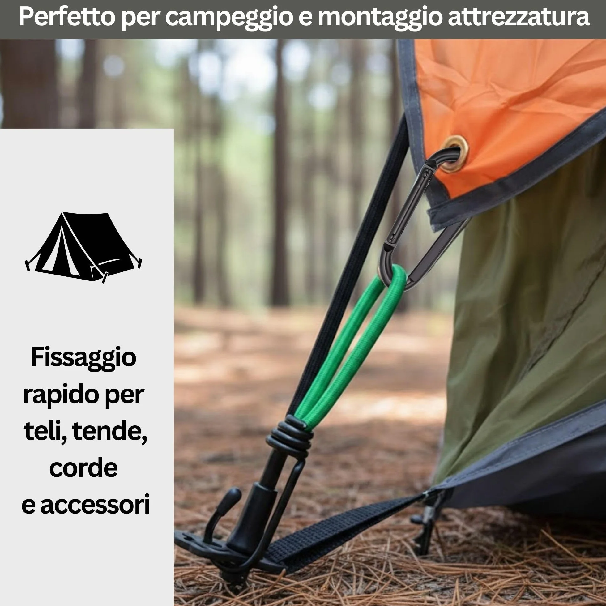Moschettone Nero Inox M8 8 cm 250 kg Set da 2