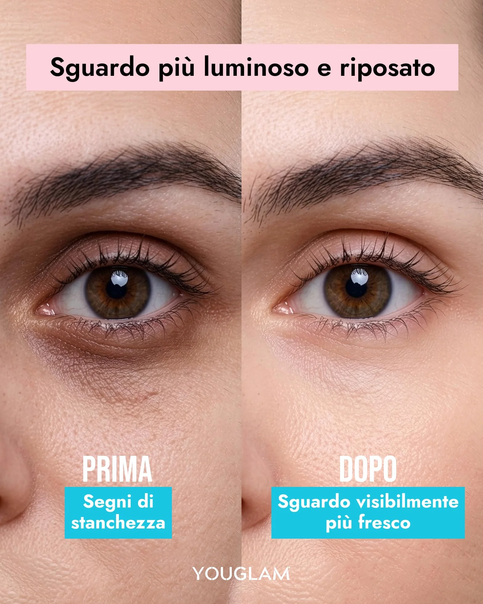 YOUGLAM Kush Up Azzurra – Contorno Occhi Crema Gel con Caffeina, Acido Ialuronico – Occhiaie, Borse – Idratante Rinfrescante Illuminante – Eye Cream 30 ml