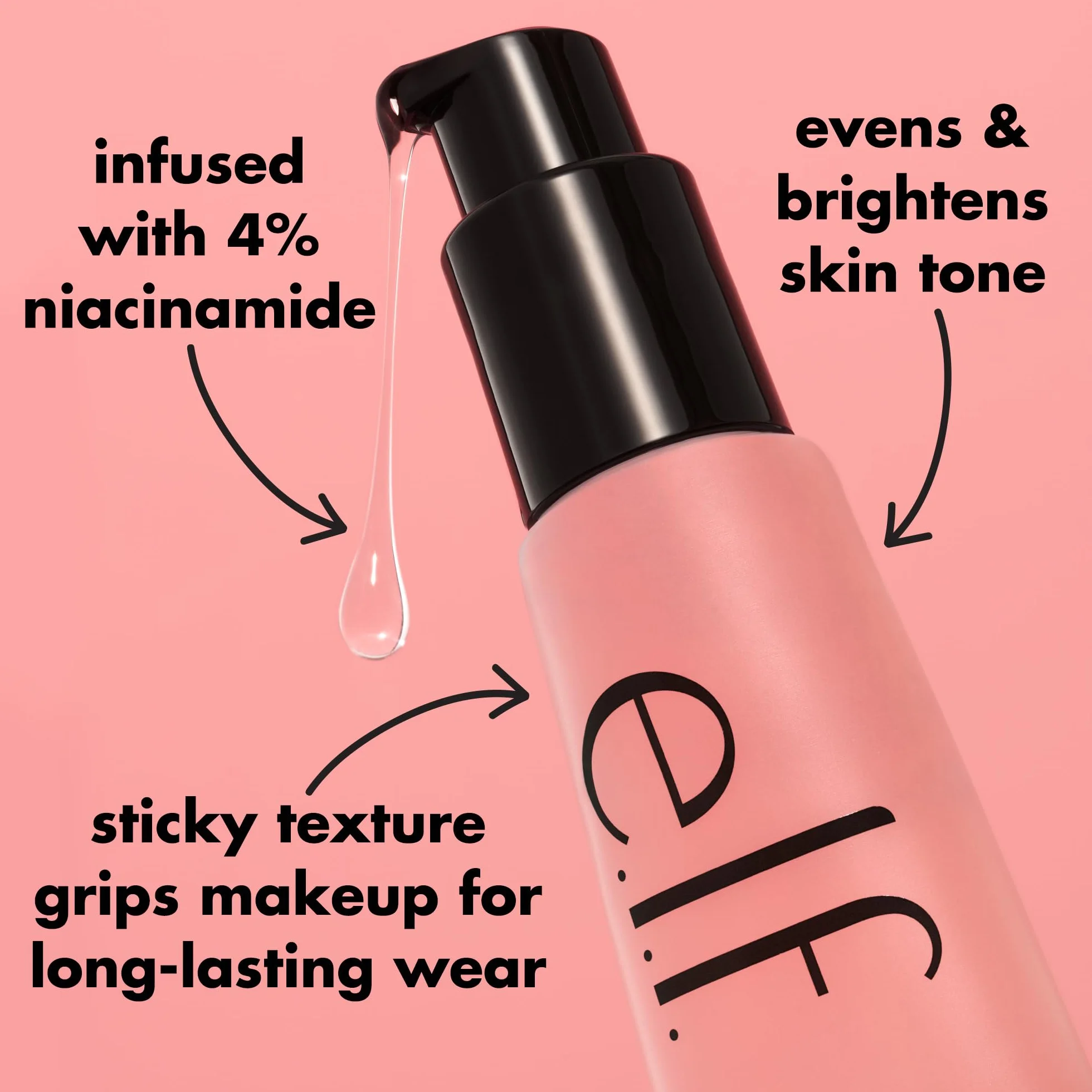 e.l.f. Power Grip Primer + 4% Niacinamide, Gel-Based & Hydrating Face Primer, Evens Skin & Brightens, Grips Makeup, Vegan & Cruelty-Free, 0.811 Fl Oz