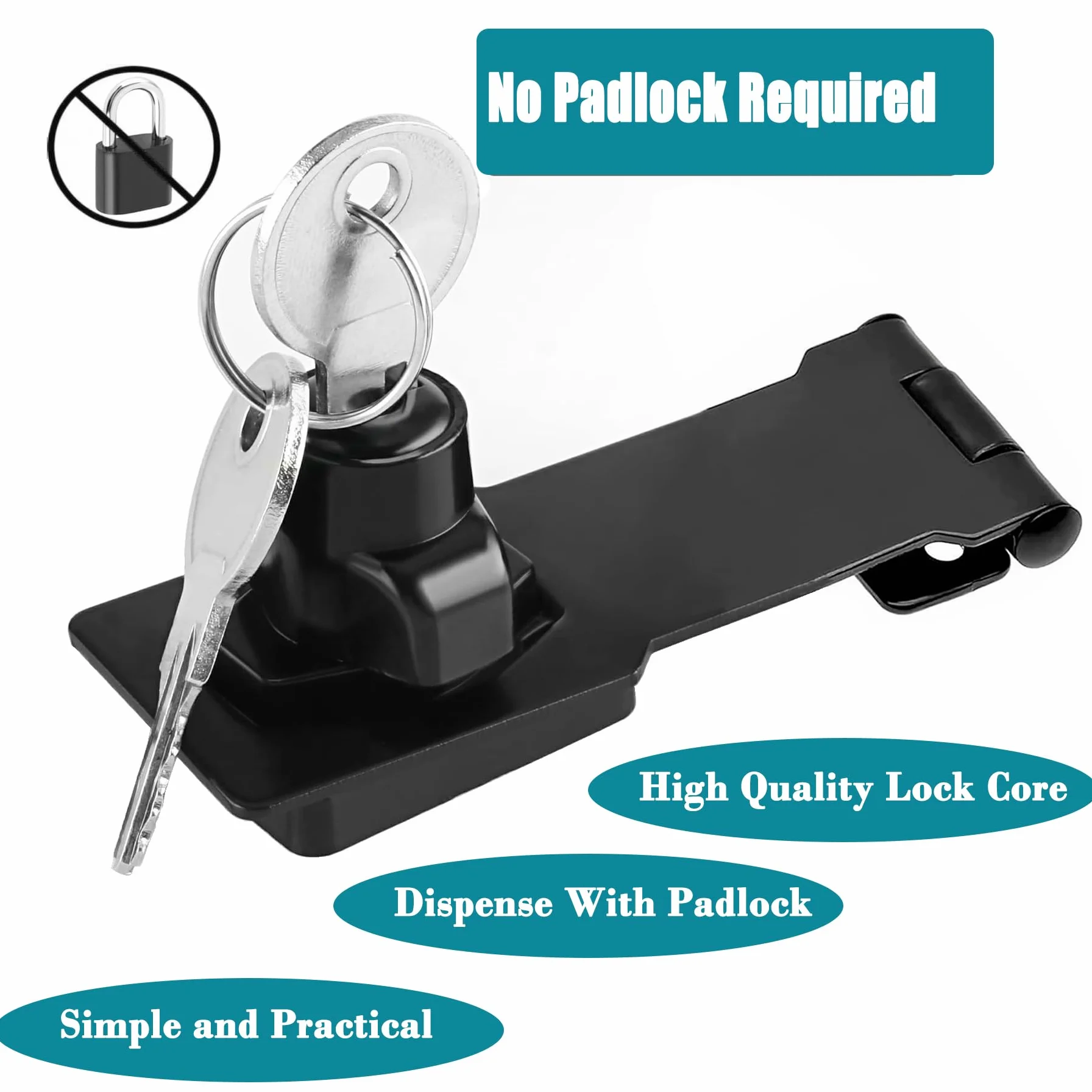 Lucchetto a Serratura Chiusura a Chiave per Armadietto Cassetto, Black 3 Inch