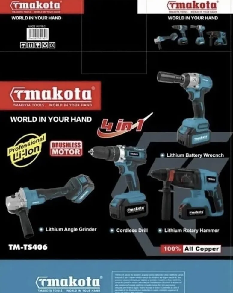 Makota Kit 4 w 1 Avvitatore a Impulsi Smerigliatrice Tassellatore 68V