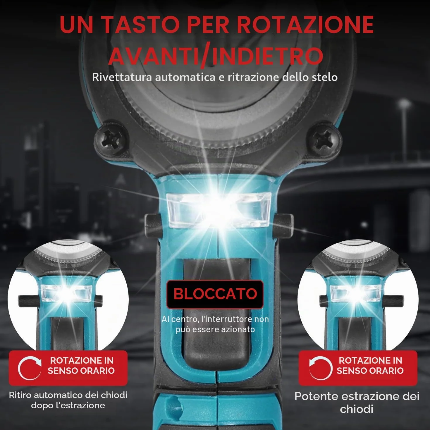 ONEVAN Rivettatrice Senza Fili a Batteria, 20 mm Corsa, 250 Nm Brushless, 5000 giri/min, 2 Batterie, per Alluminio e Rivetti Ciechi Ø 2,4-5,0 mm